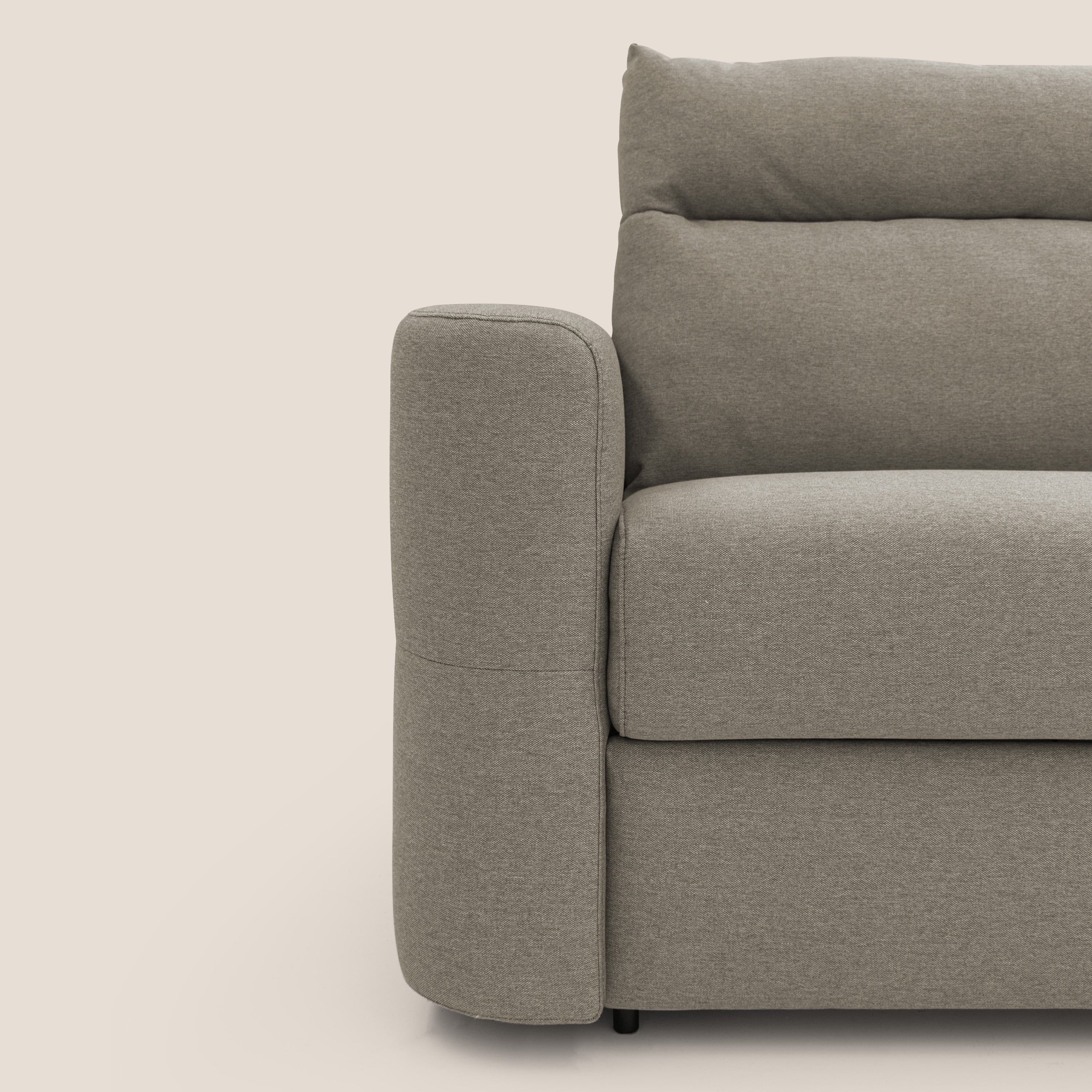 Cupido Divano letto materasso H18 cm e schienale alto in tessuto impermeabile simil cotone T13 tortora - divani.store