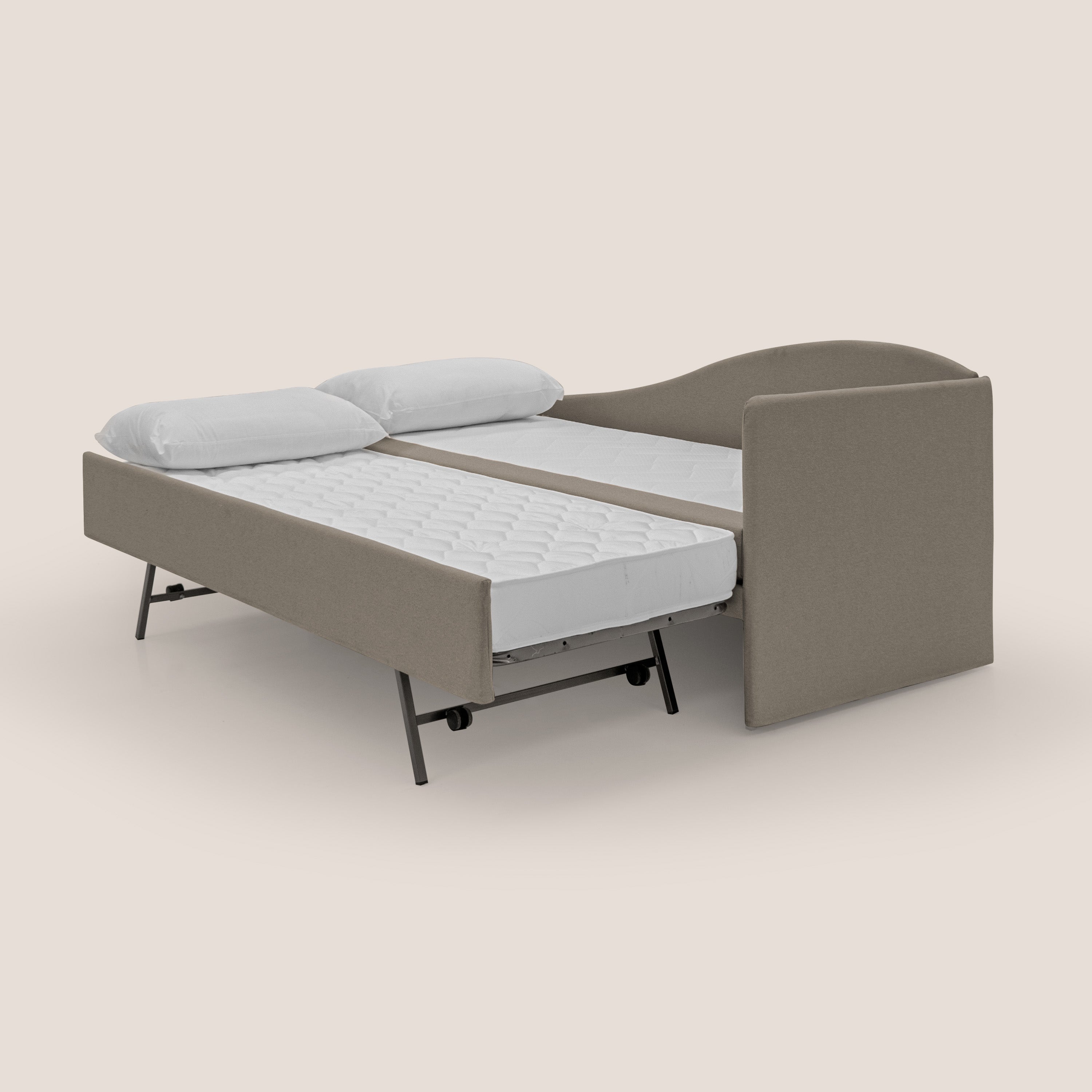 Nolo Divano duplex con doppio letto in tessuto simil cotone impermeabile T13 tortora - divani.store
