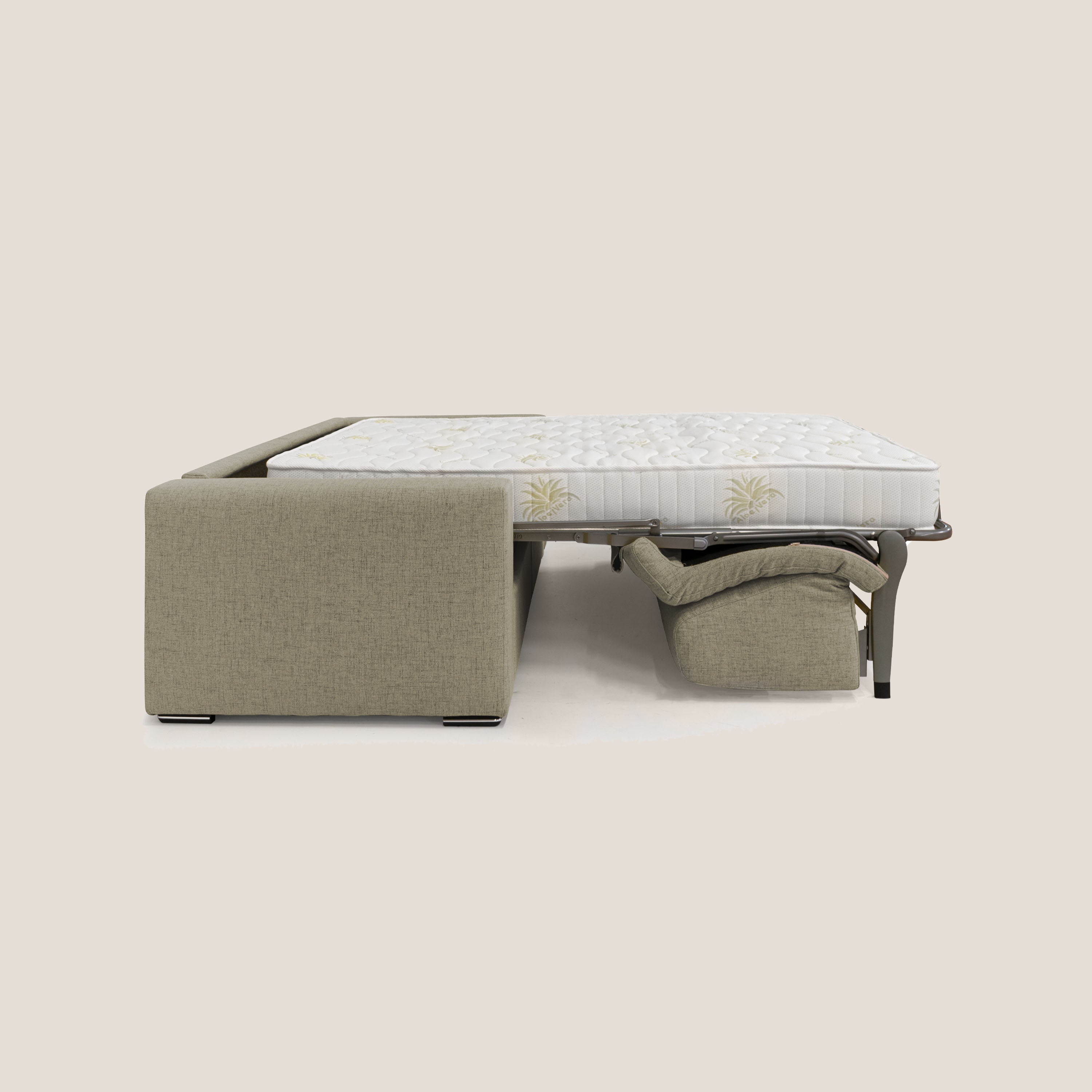 Nixon Divano letto matrimoniale con materasso 20 cm in tessuto impermeabile T03 marrone - divani.store