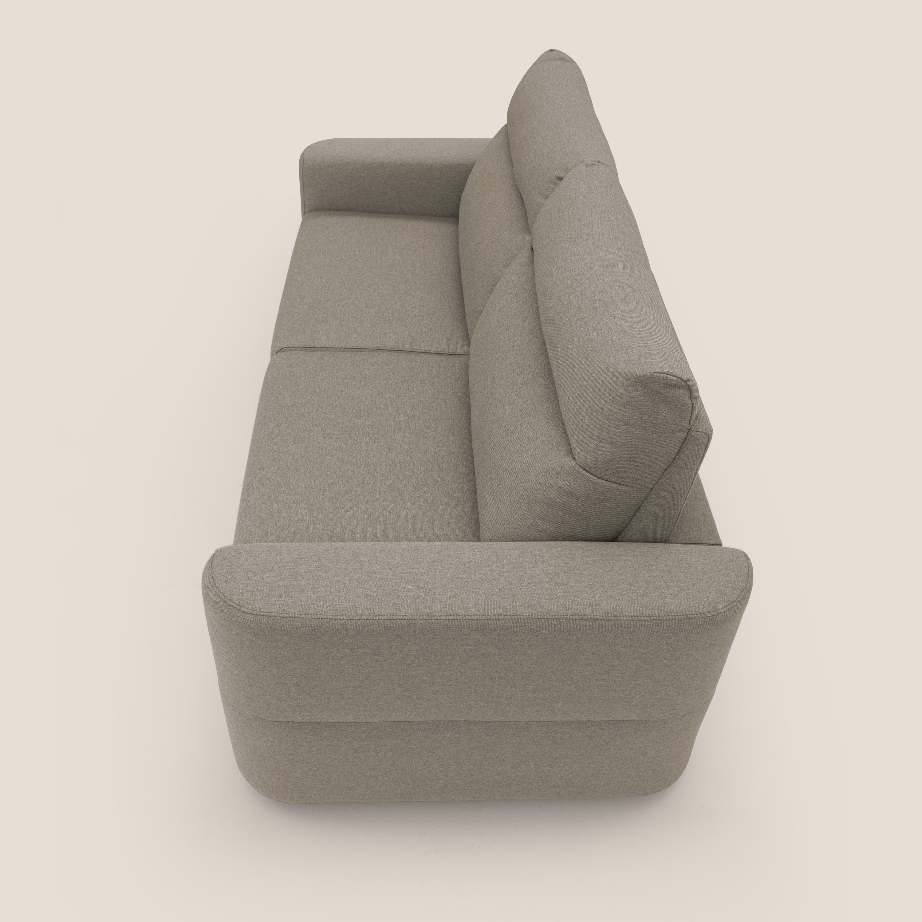 Cupido Divano letto materasso H18 cm e schienale alto in tessuto impermeabile simil cotone T13 tortora - divani.store