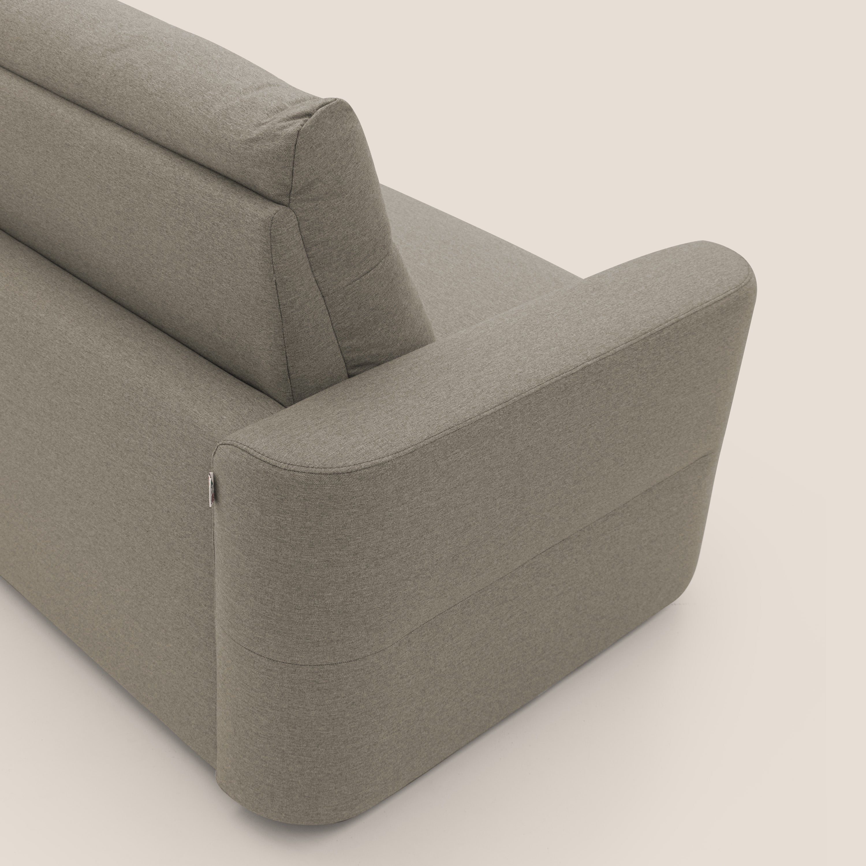 Cupido Divano letto materasso H18 cm e schienale alto in tessuto impermeabile simil cotone T13 tortora - divani.store