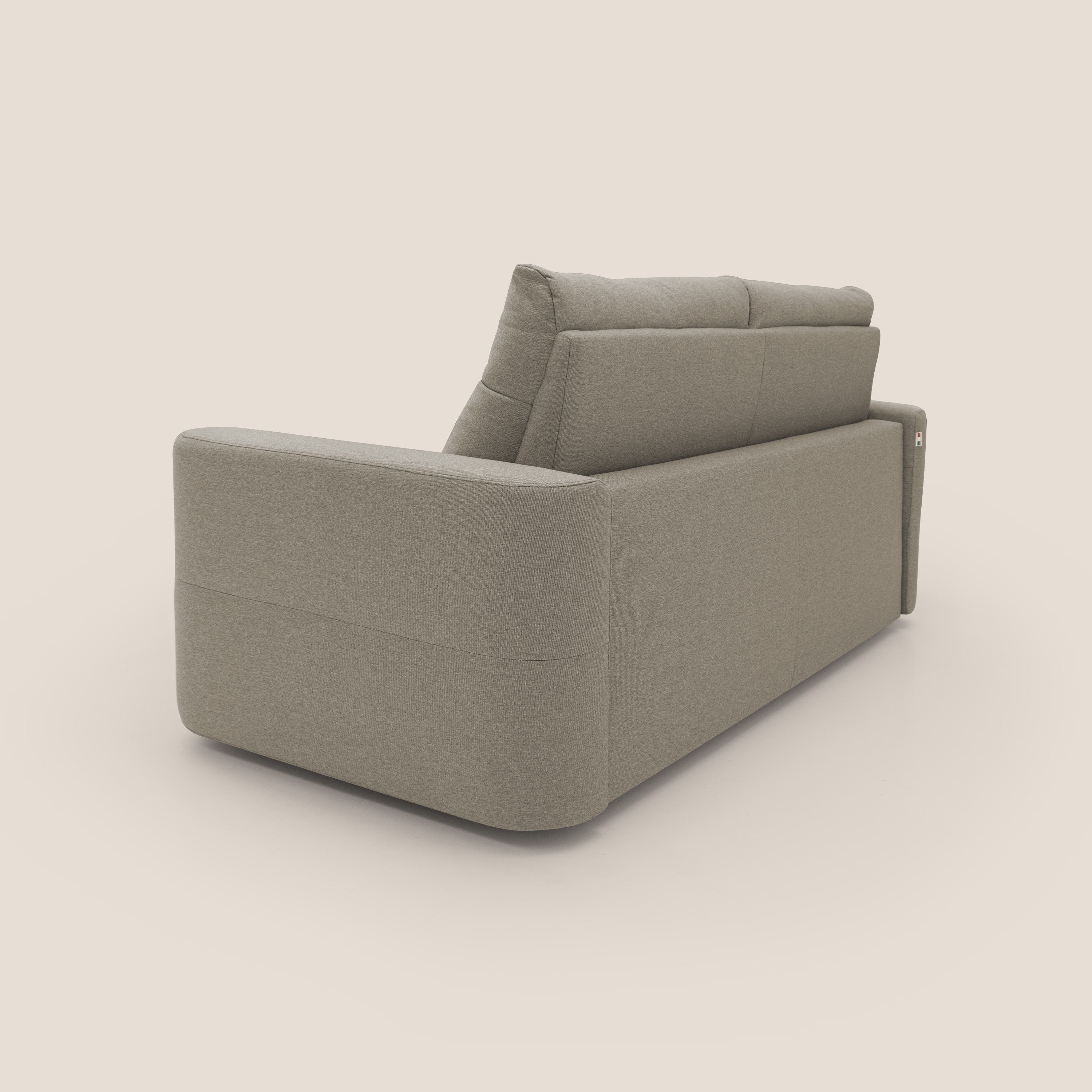 Cupido Divano letto materasso H18 cm e schienale alto in tessuto impermeabile simil cotone T13 tortora - divani.store