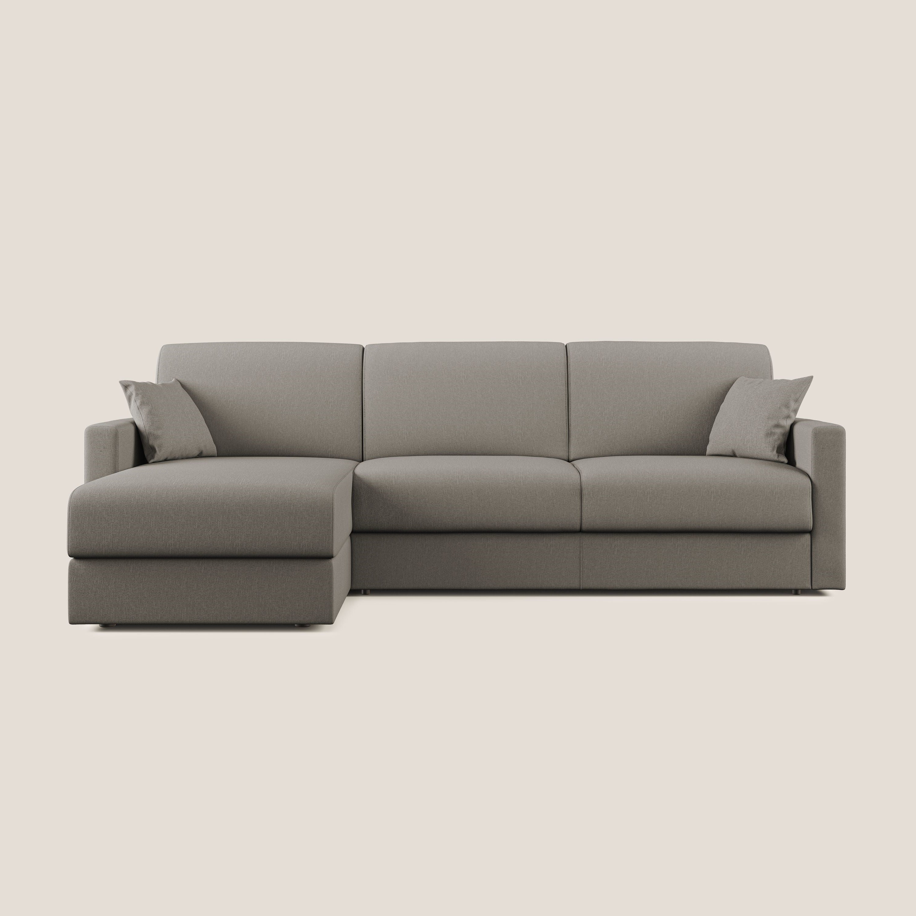 Chris Divano letto angolare 5 posti in tessuto impermeabile T13 tortora - divani.store