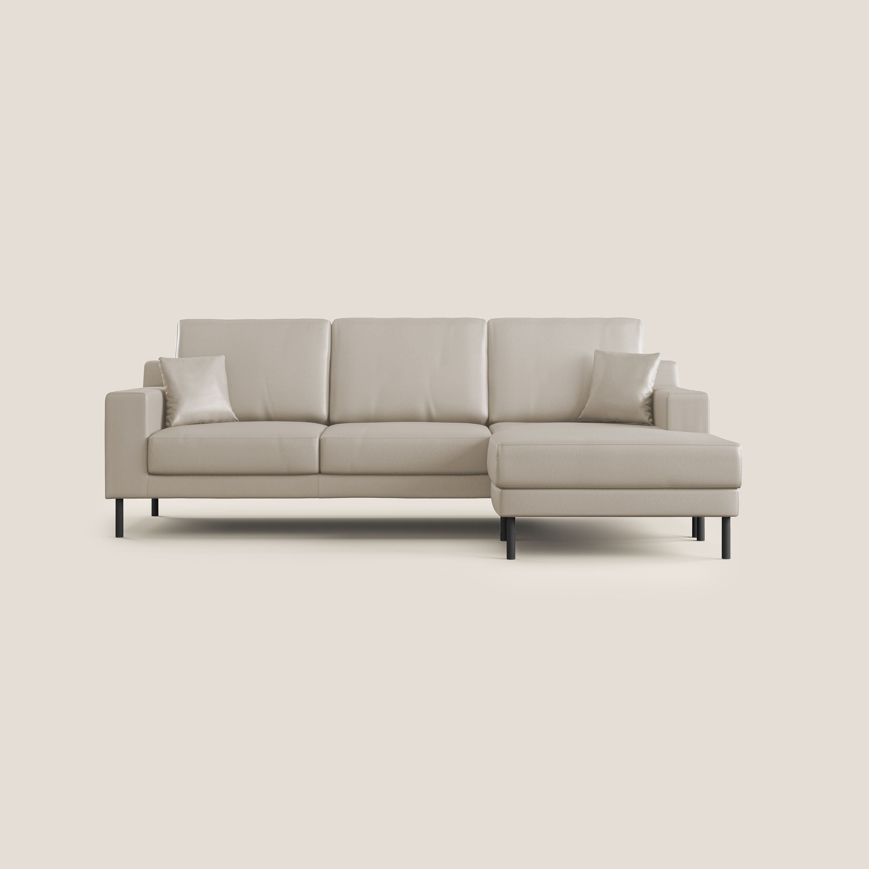Uranio divano angolare moderno REVERSIBILE in Ecopelle impermeabile T04 beige - divani.store