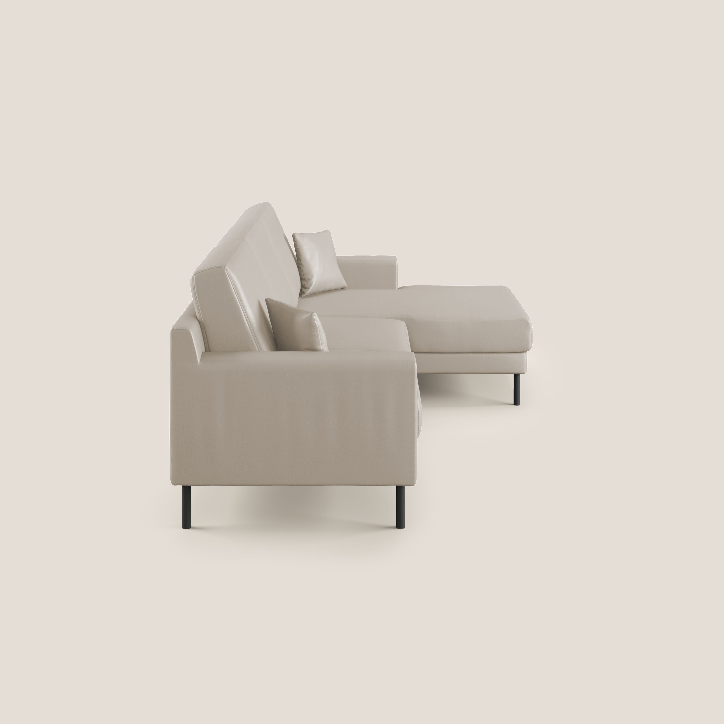 Uranio divano angolare moderno REVERSIBILE in Ecopelle impermeabile T04 beige - divani.store