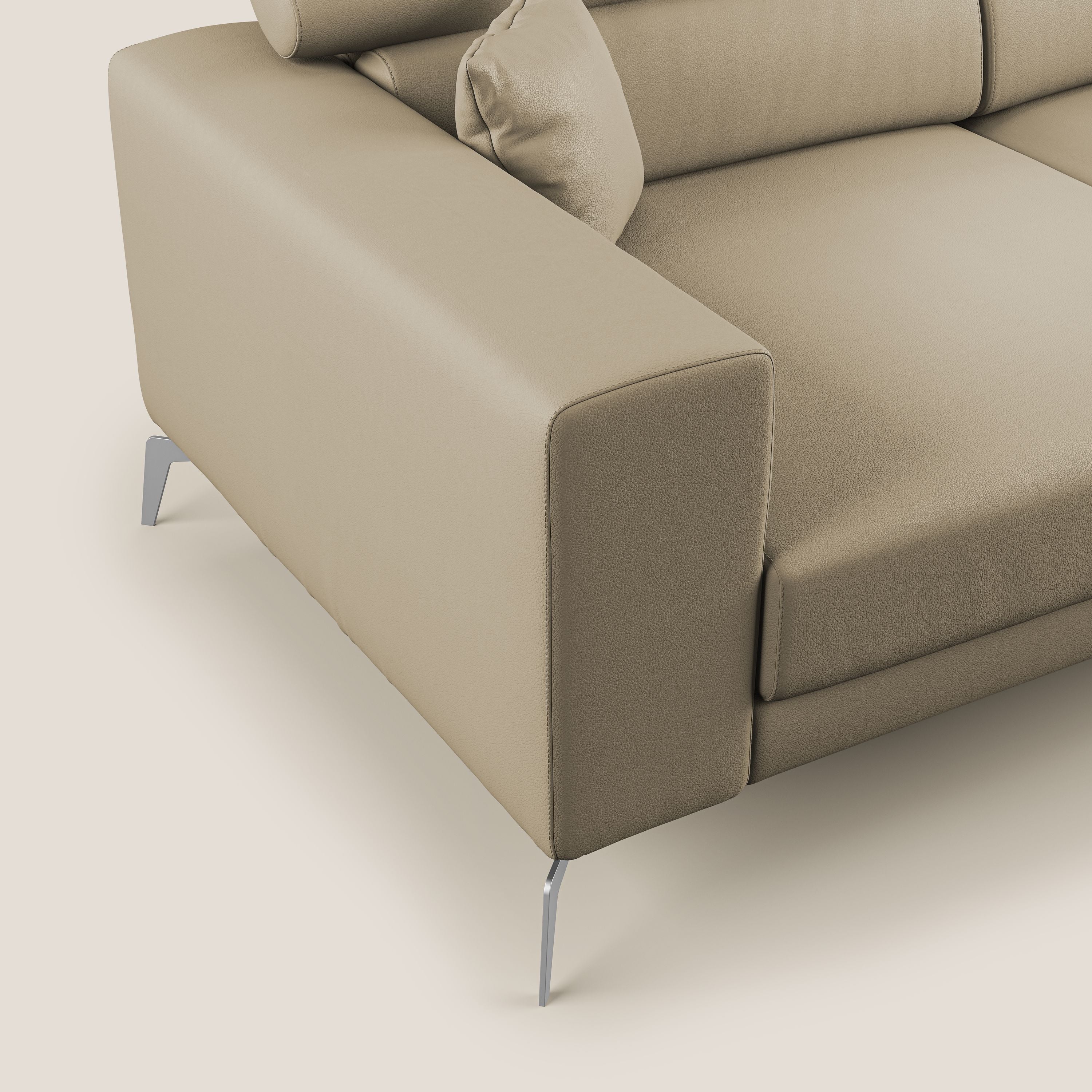 Blade Divano moderno con poggiatesta reclinabili in Ecopelle T04 beige - divani.store
