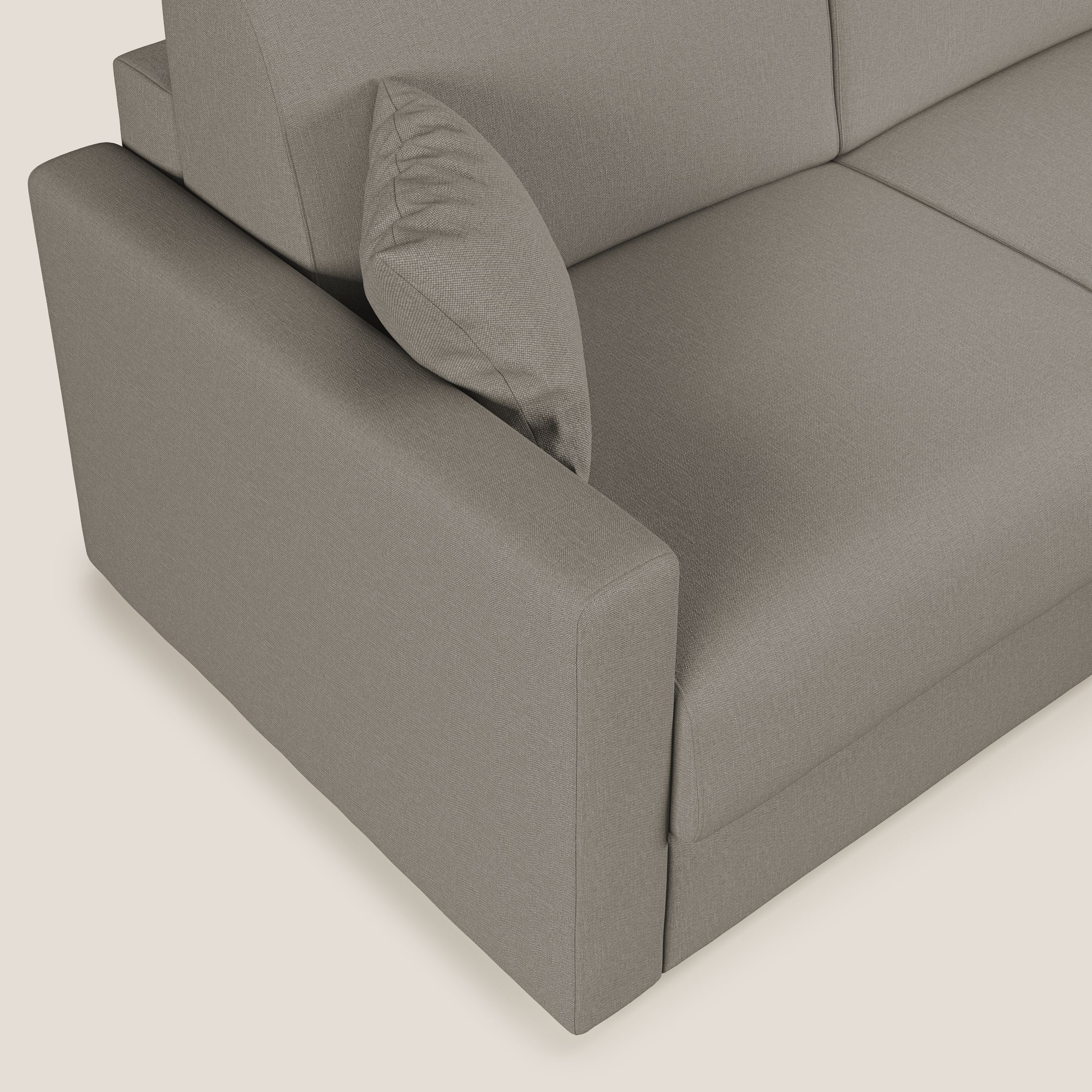 Chris Divano letto angolare 5 posti in tessuto impermeabile T13 tortora - divani.store