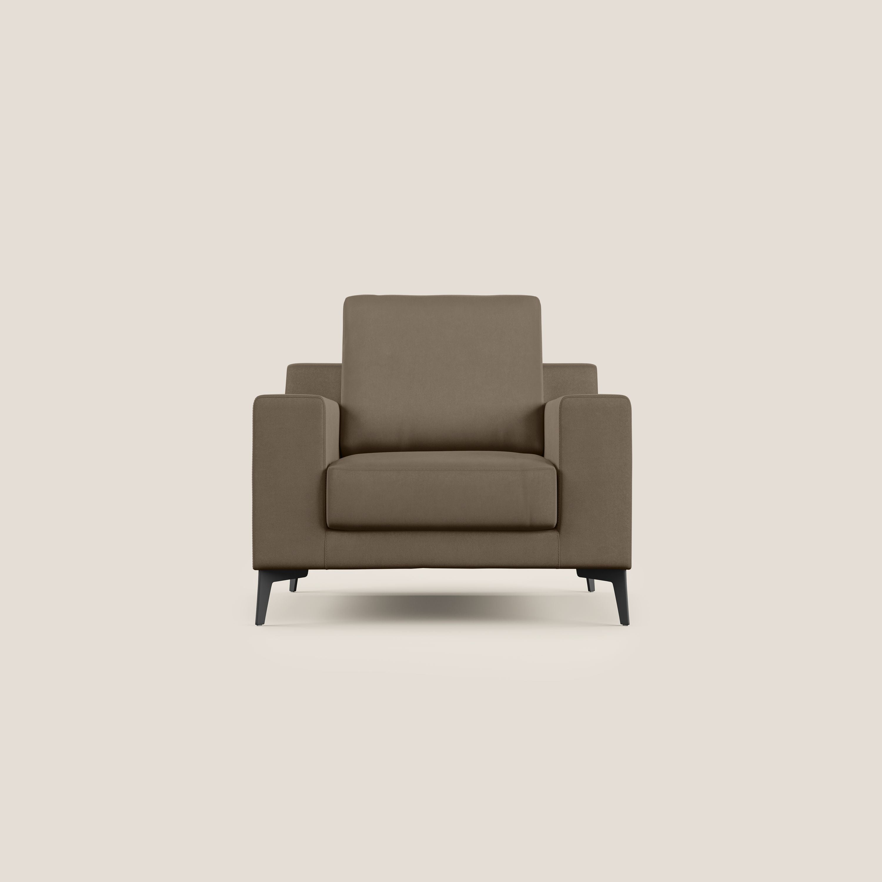 Prestige poltroncina moderna in microfibra smacchiabile T11 marrone - divani.store