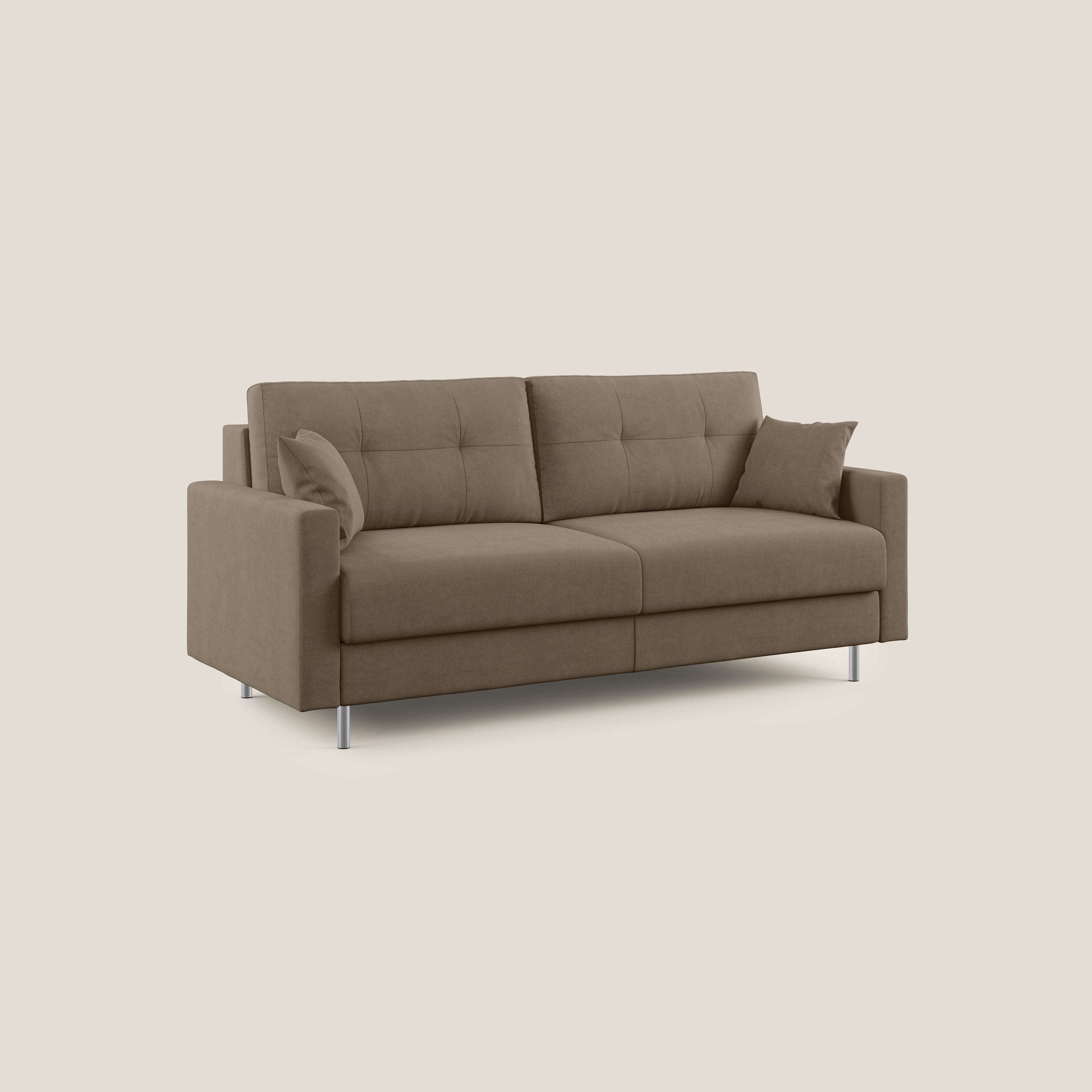 Megan divano letto matrimoniale in microfibra smacchiabile T11 marrone - divani.store