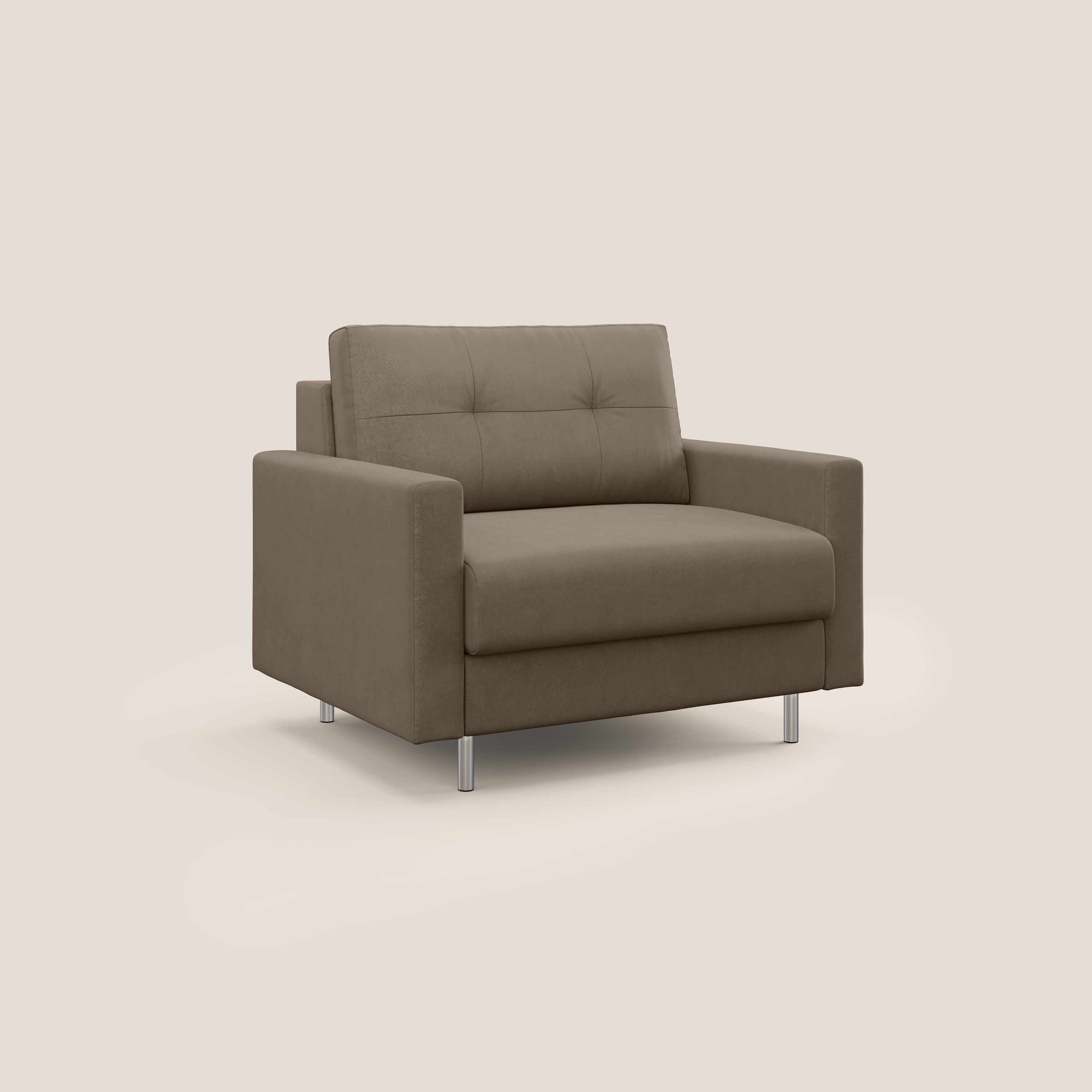 Megan poltrona letto in microfibra smacchiabile T11 marrone - divani.store