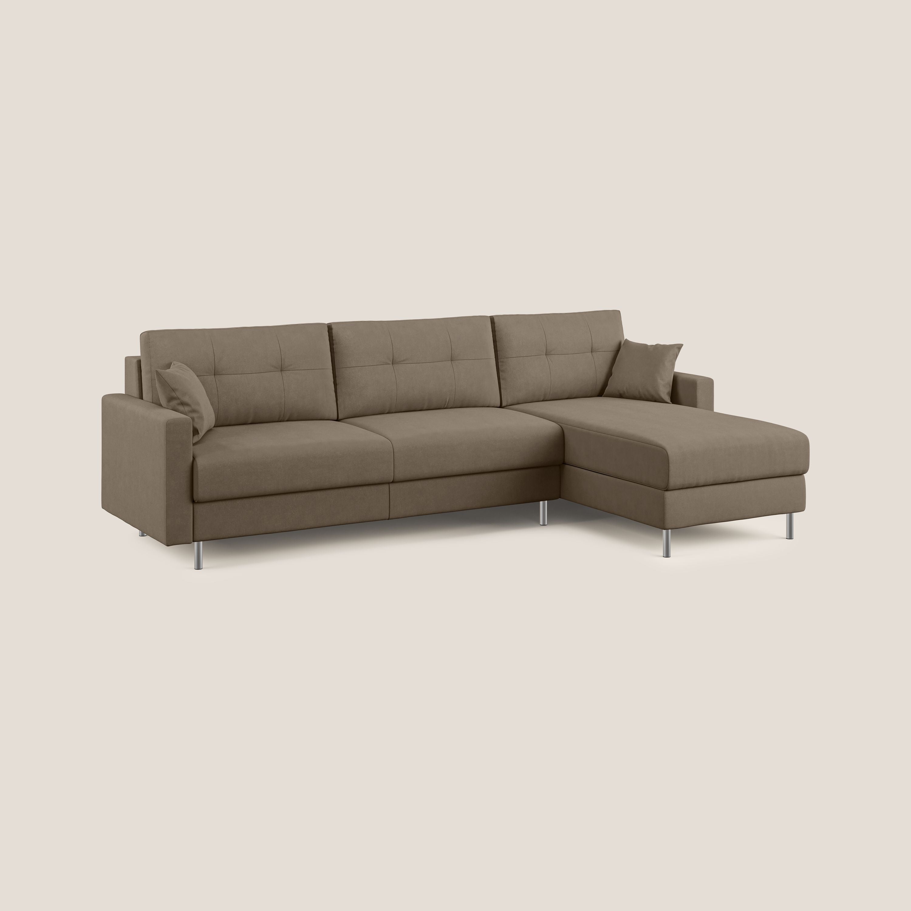 Megan divano letto angolare in microfibra smacchiabile T11 marrone - divani.store