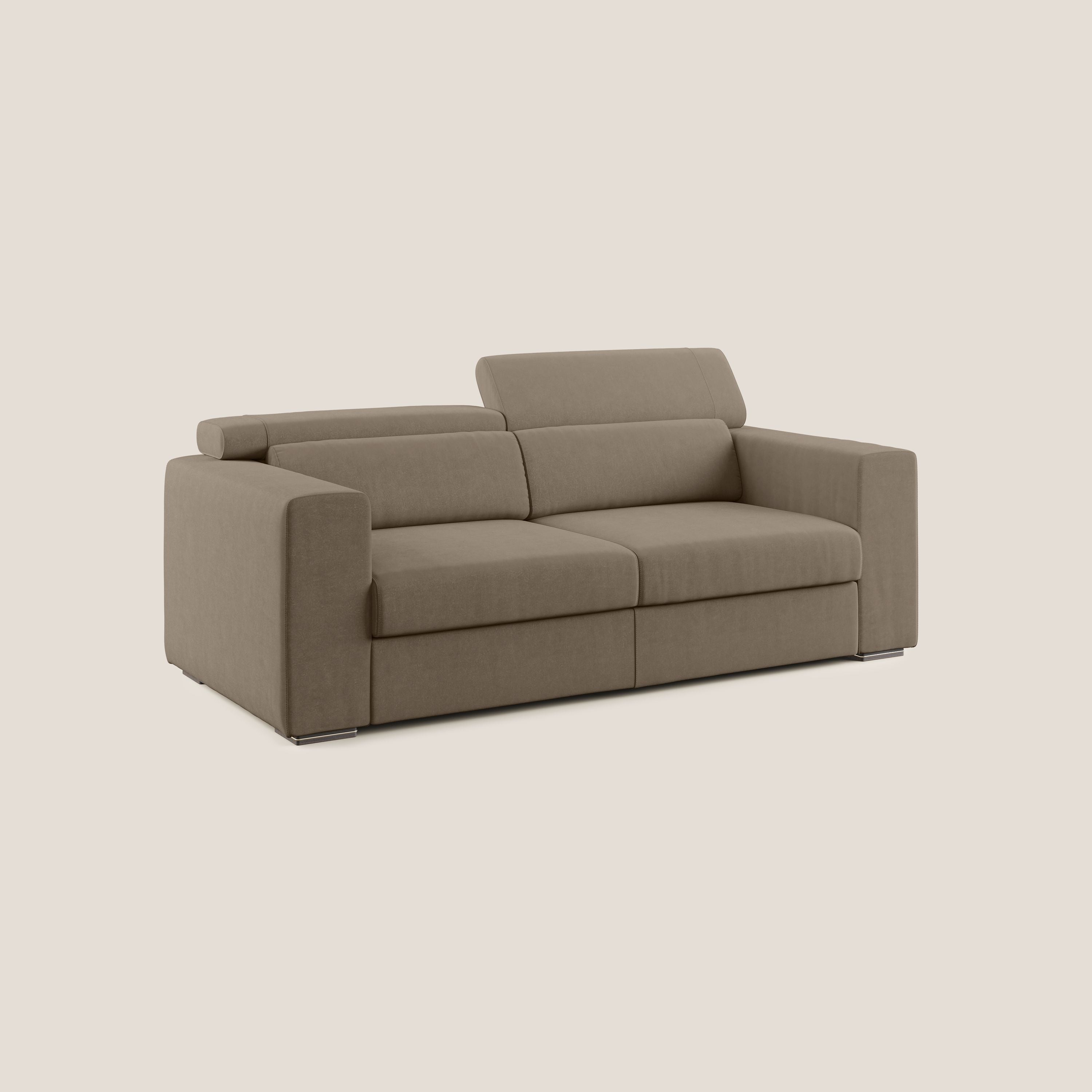 Vegas divano con poggiatesta reclinabili in microfibra smacchiabile T11 marrone - divani.store