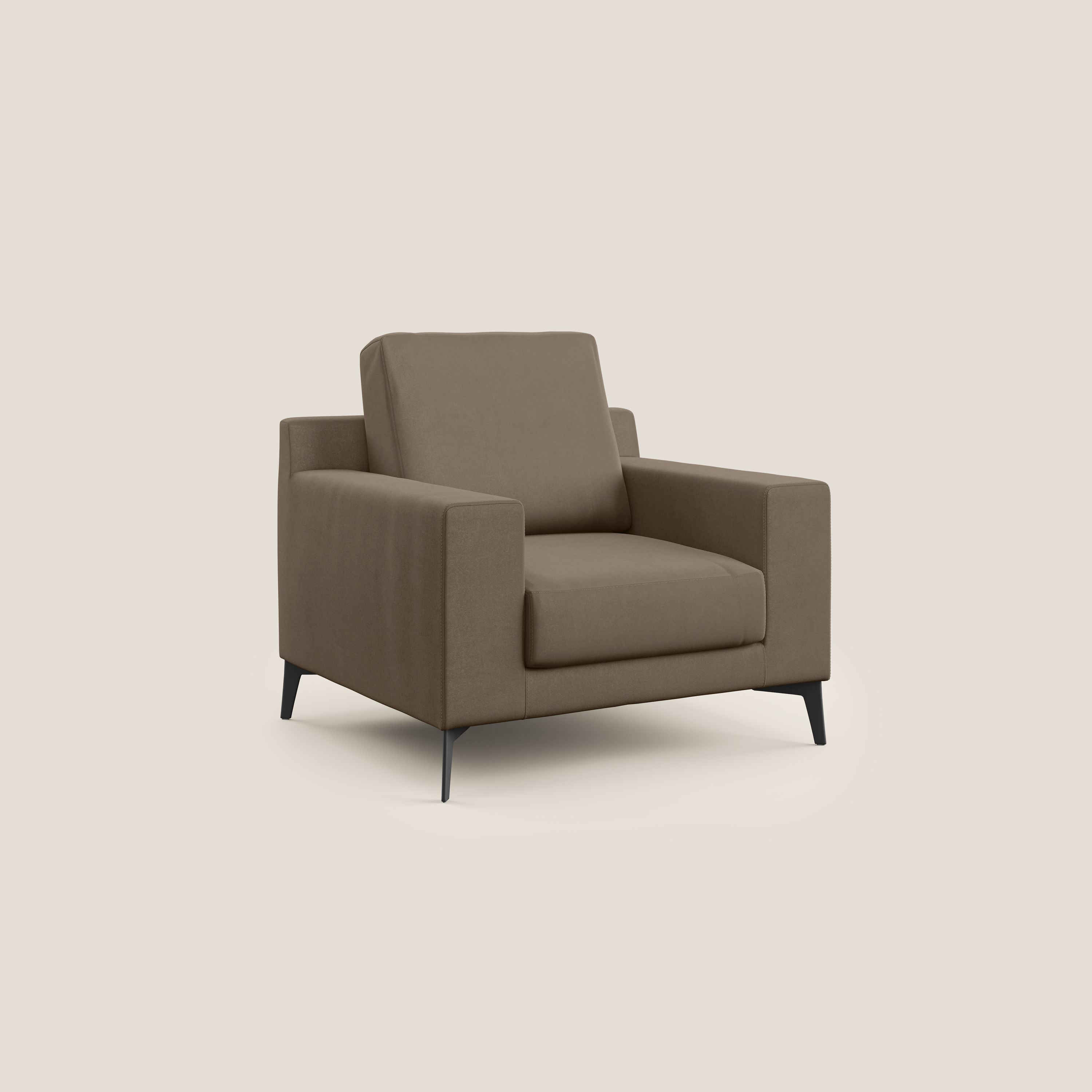 Prestige poltroncina moderna in microfibra smacchiabile T11 marrone - divani.store
