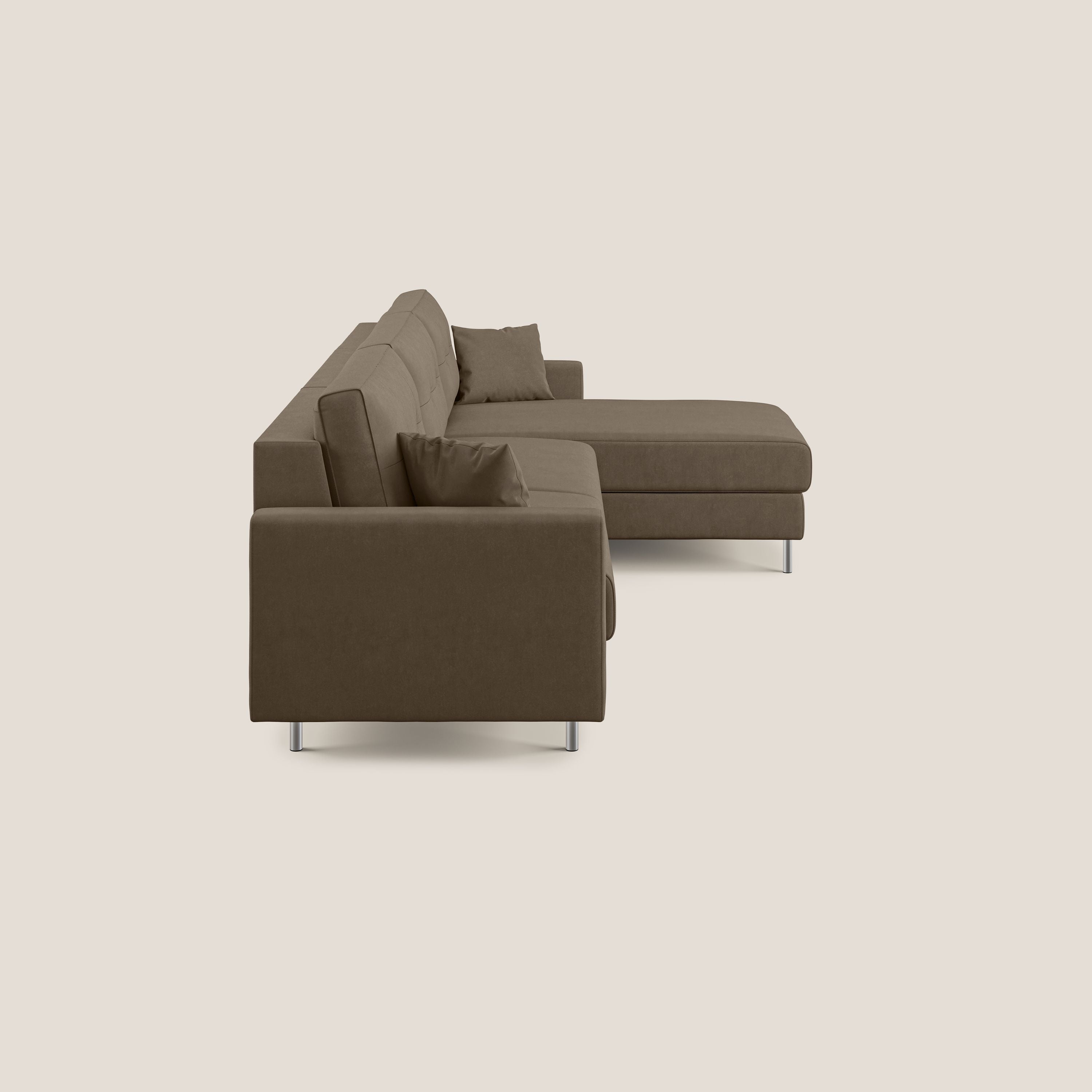Megan divano letto angolare in microfibra smacchiabile T11 marrone - divani.store