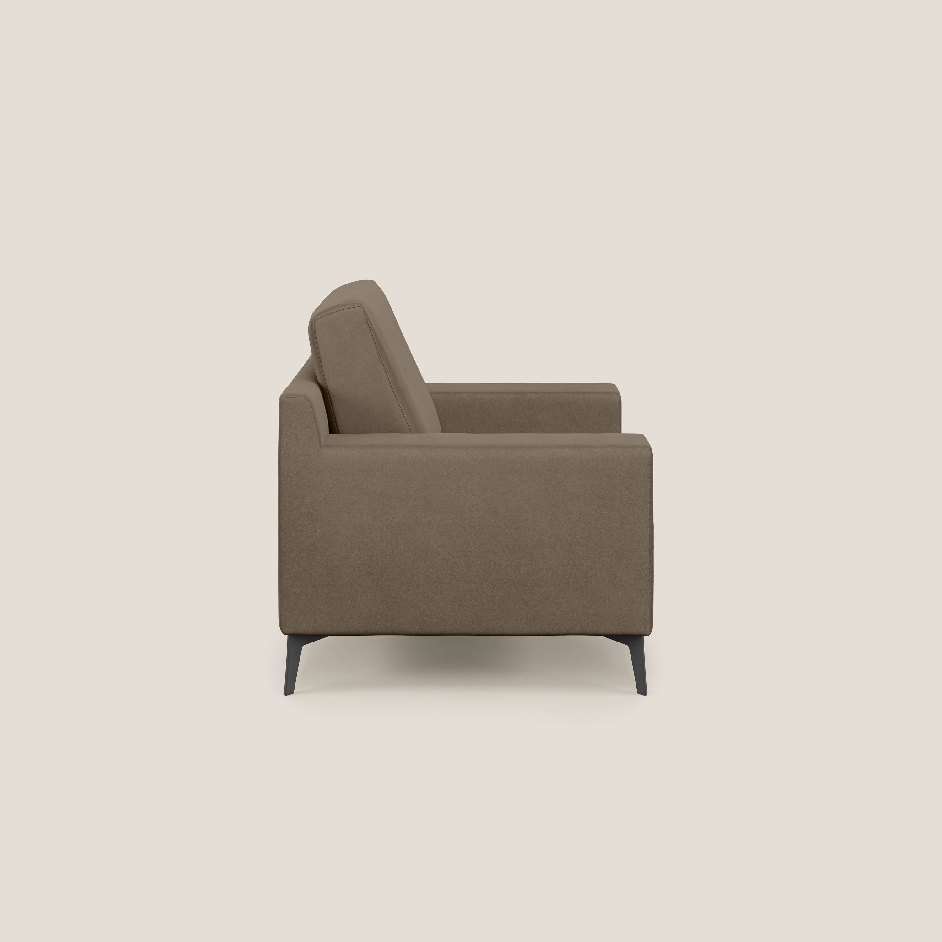 Prestige poltroncina moderna in microfibra smacchiabile T11 marrone - divani.store