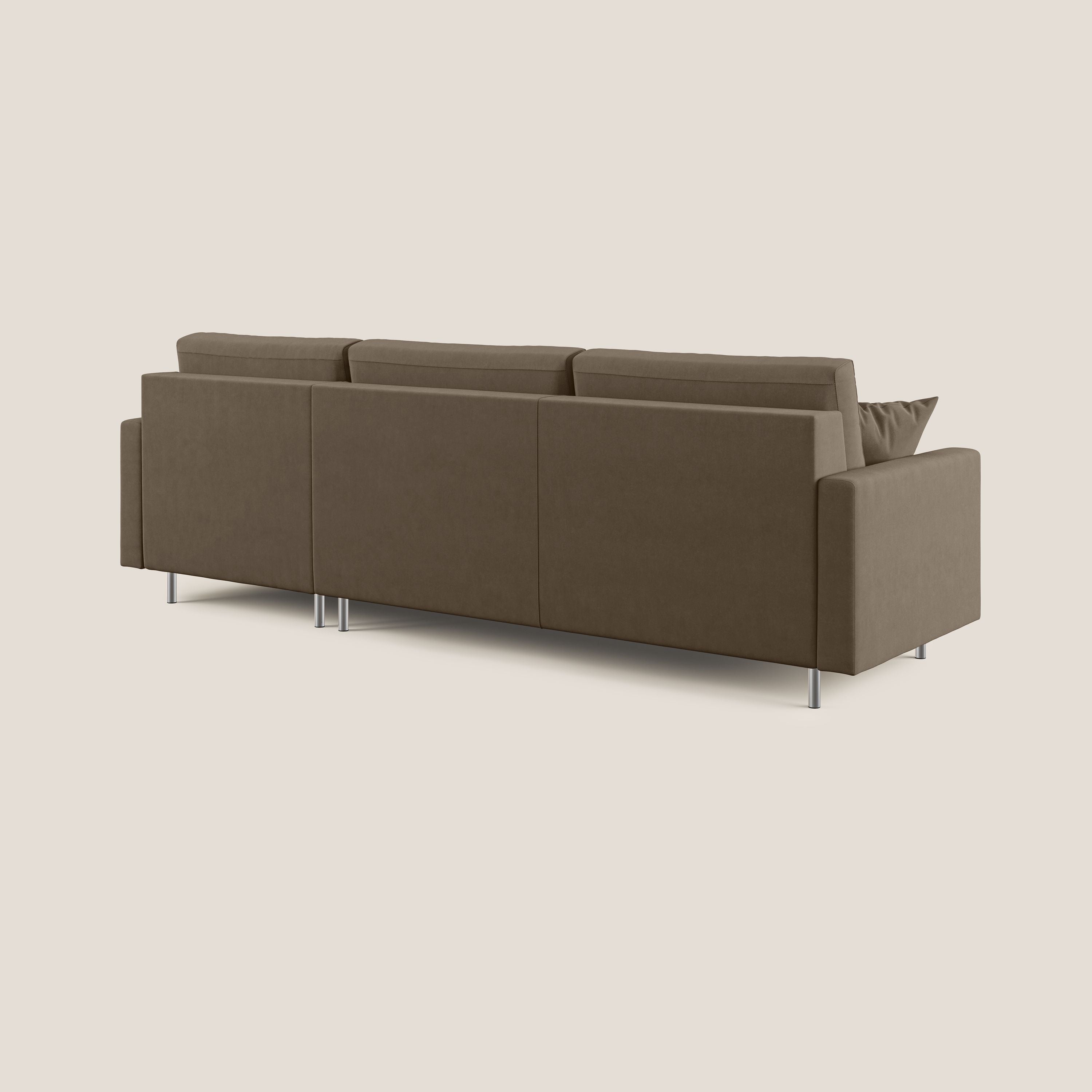 Megan divano letto angolare in microfibra smacchiabile T11 marrone - divani.store