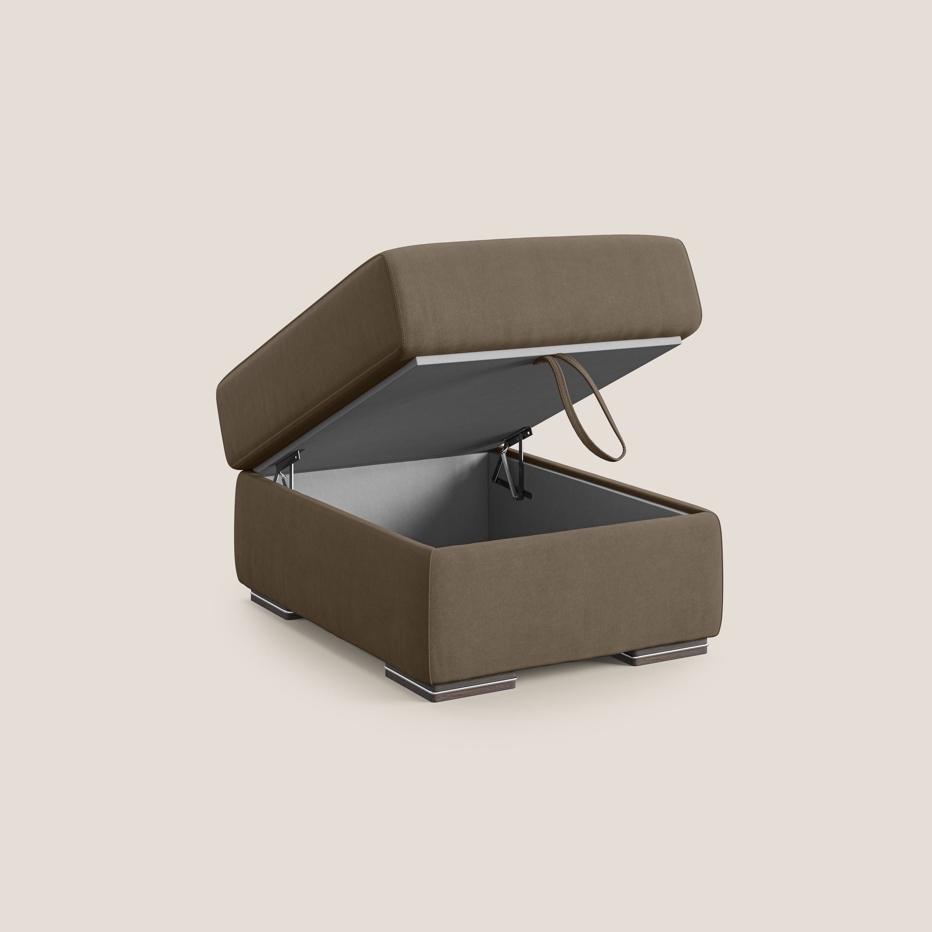 Sun pouf apribile contenitore in microfibra smacchiabile T11 marrone - divani.store