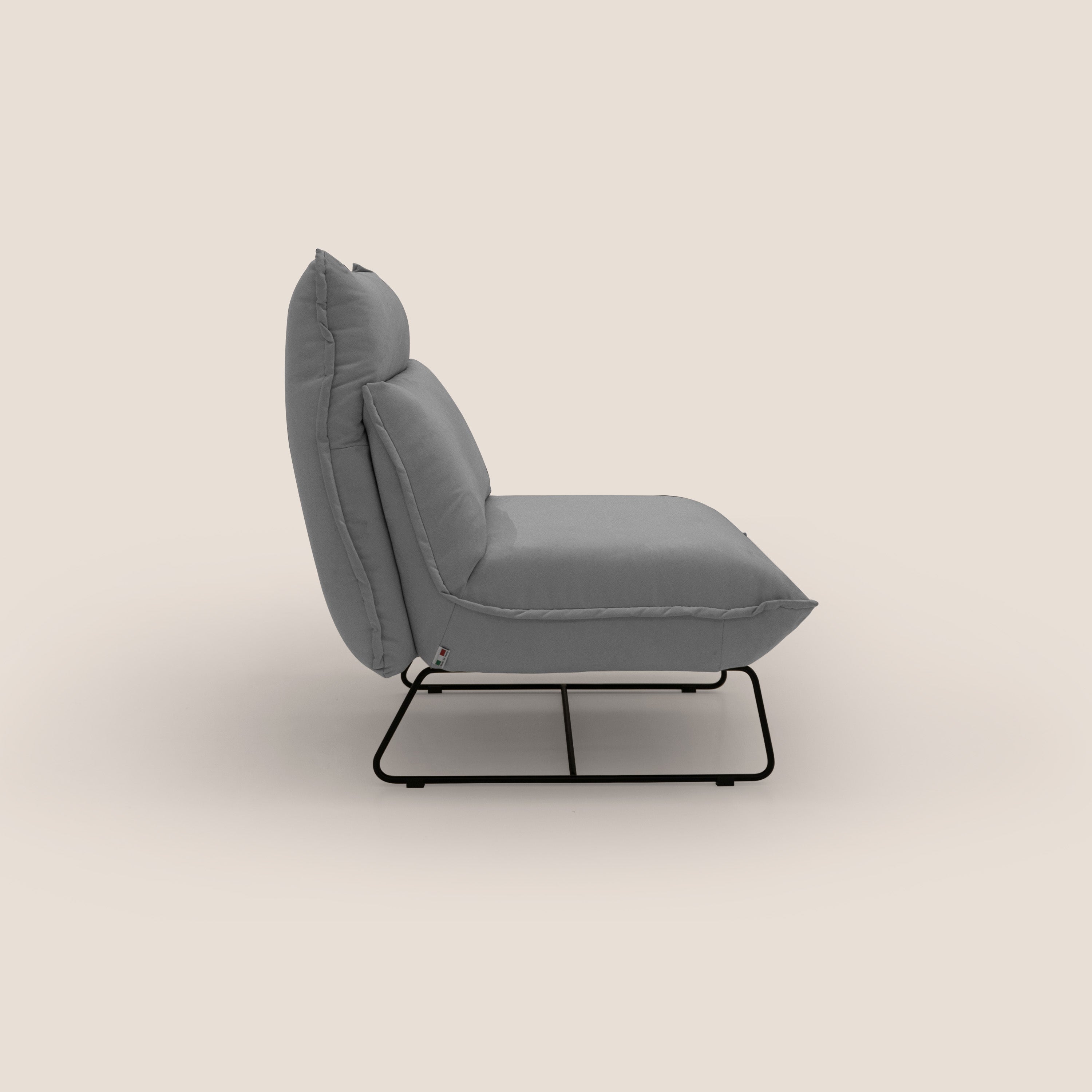 Tessa Poltroncina dal design moderno in morbida microfibra smacchiabile T11 grigio - divani.store