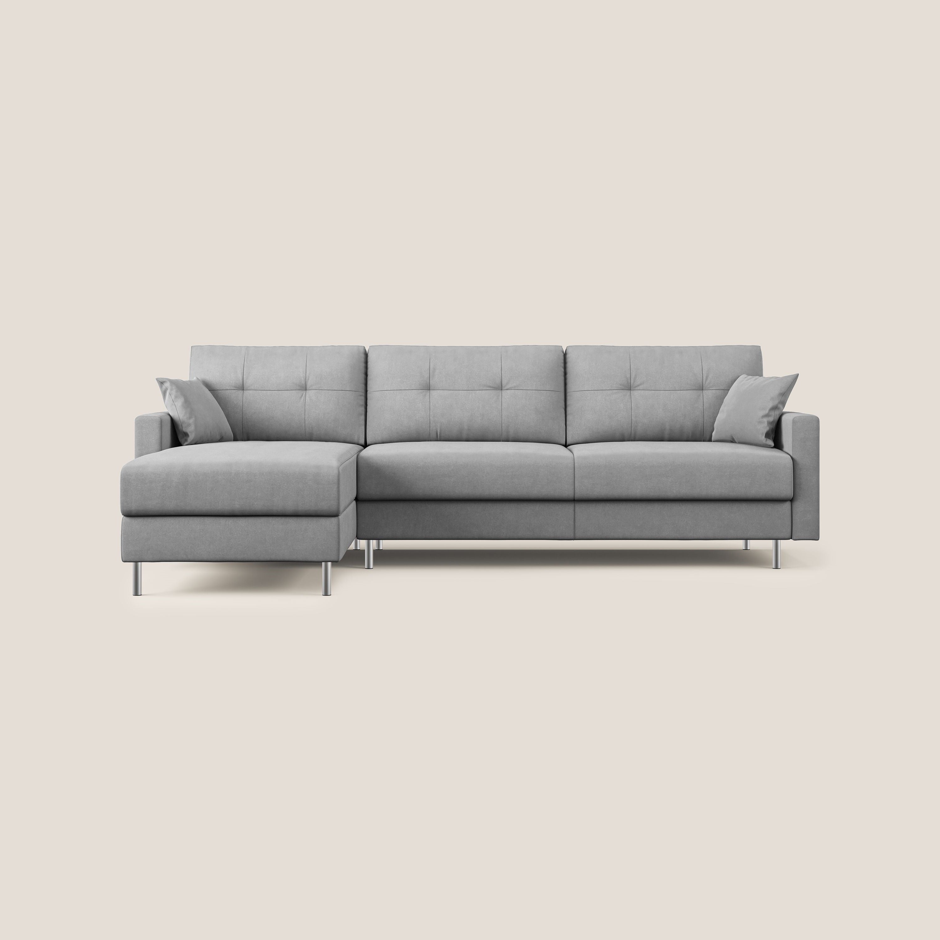 Megan divano letto angolare in microfibra smacchiabile T11 grigio - divani.store