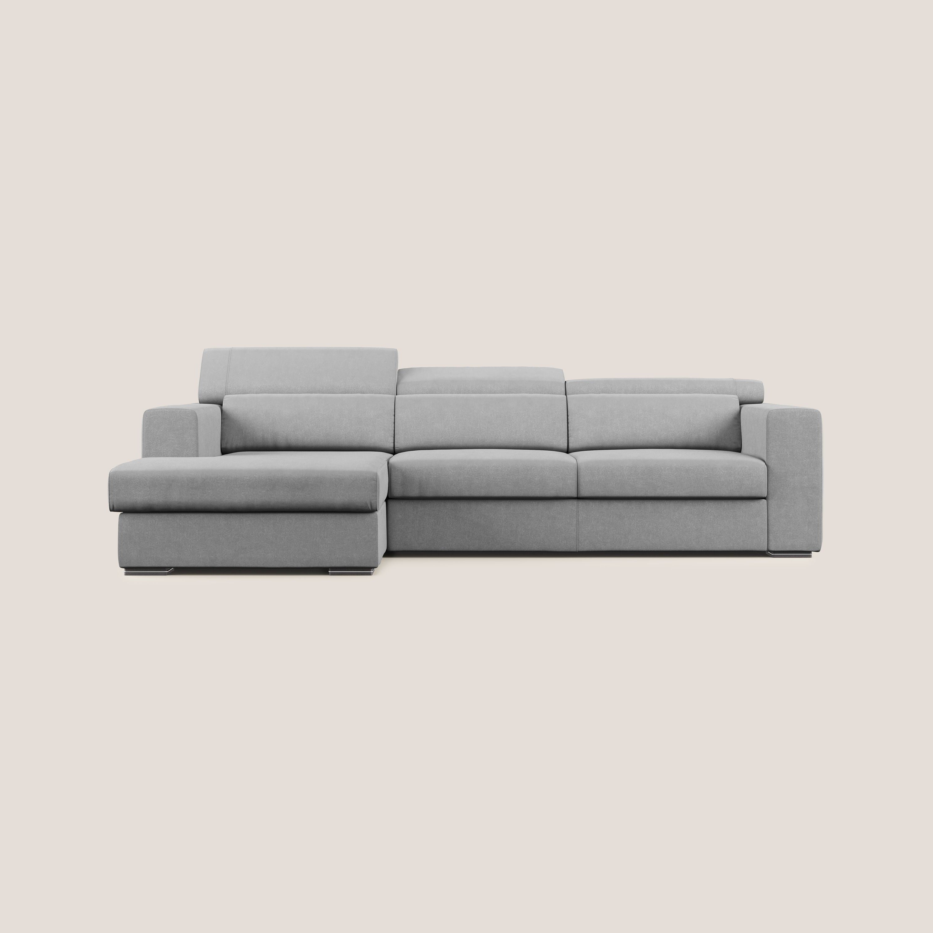 Vegas divano angolare con poggiatesta reclinabili in microfibra impermeabile T11 grigio - divani.store