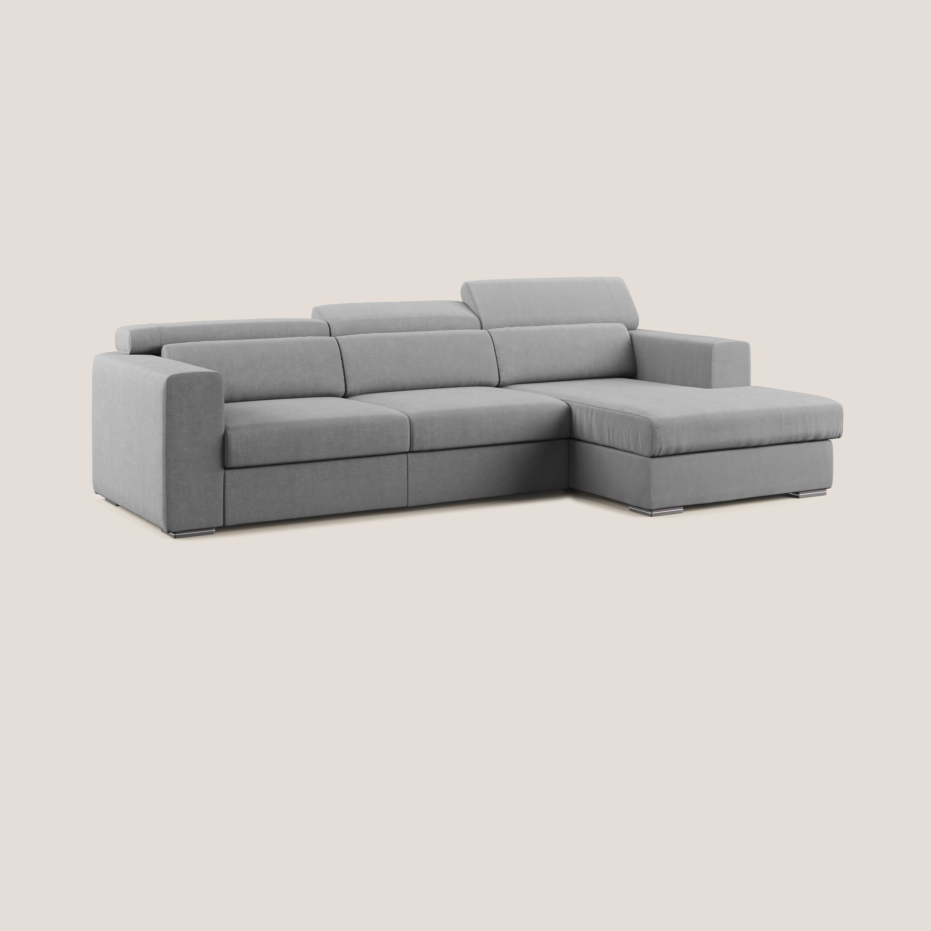 Vegas divano angolare con poggiatesta reclinabili in microfibra impermeabile T11 grigio - divani.store