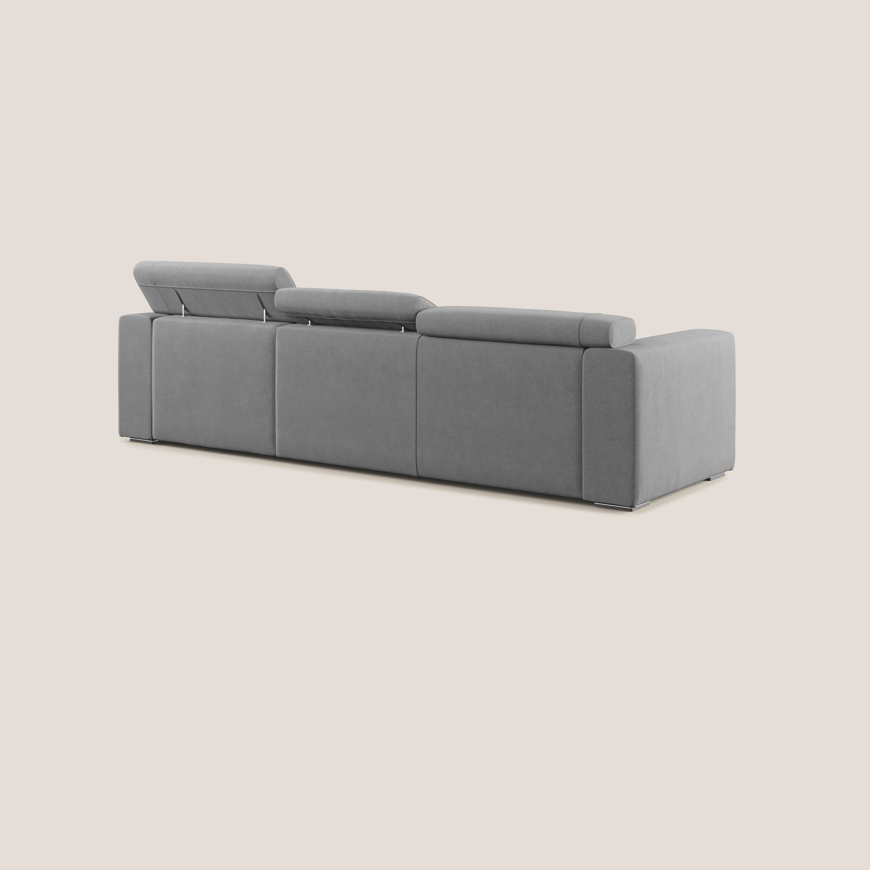 Vegas divano angolare con poggiatesta reclinabili in microfibra impermeabile T11 grigio - divani.store