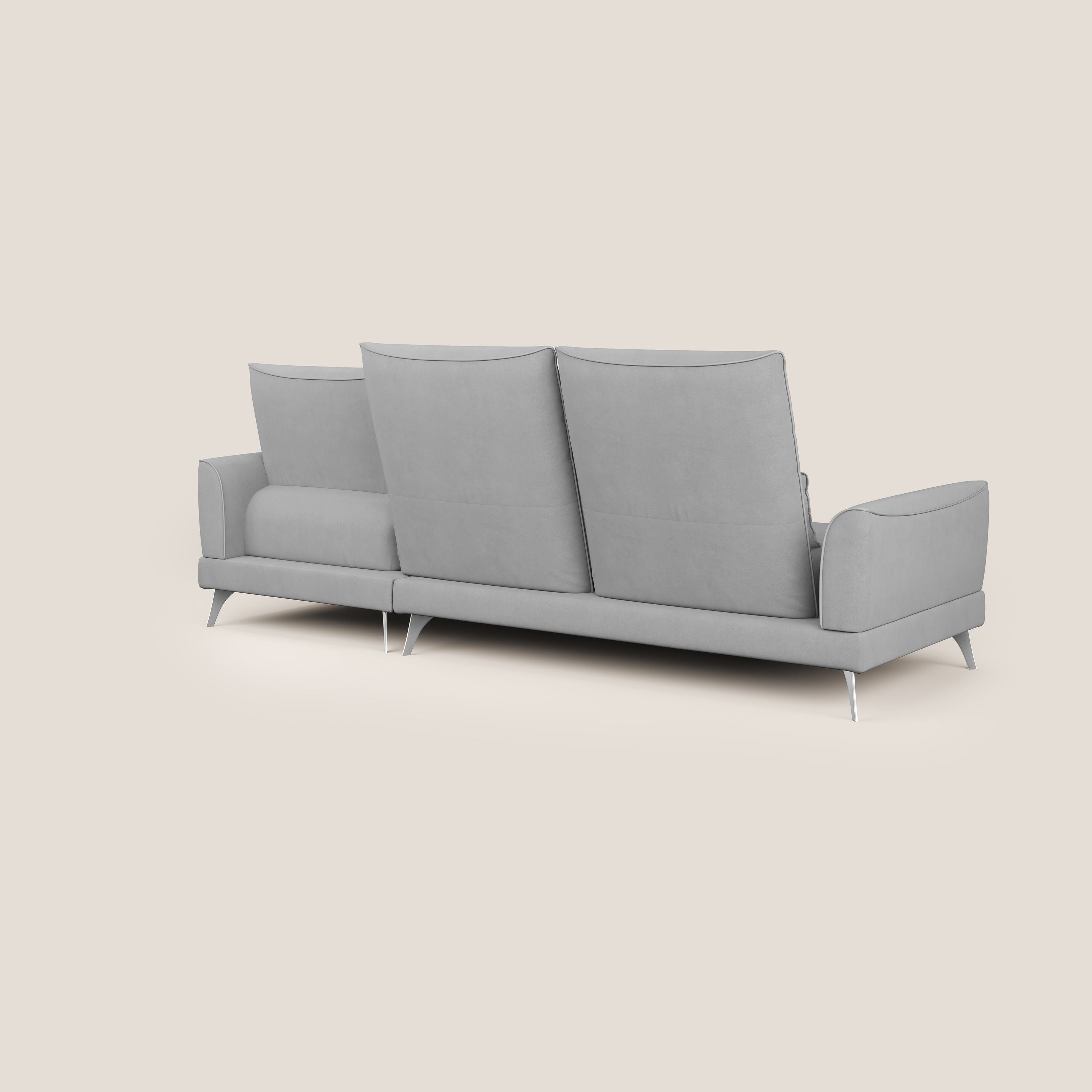 Tommy Divano angolare con relax e schienali traslanti in microfibra smacchiabile T11 grigio - divani.store