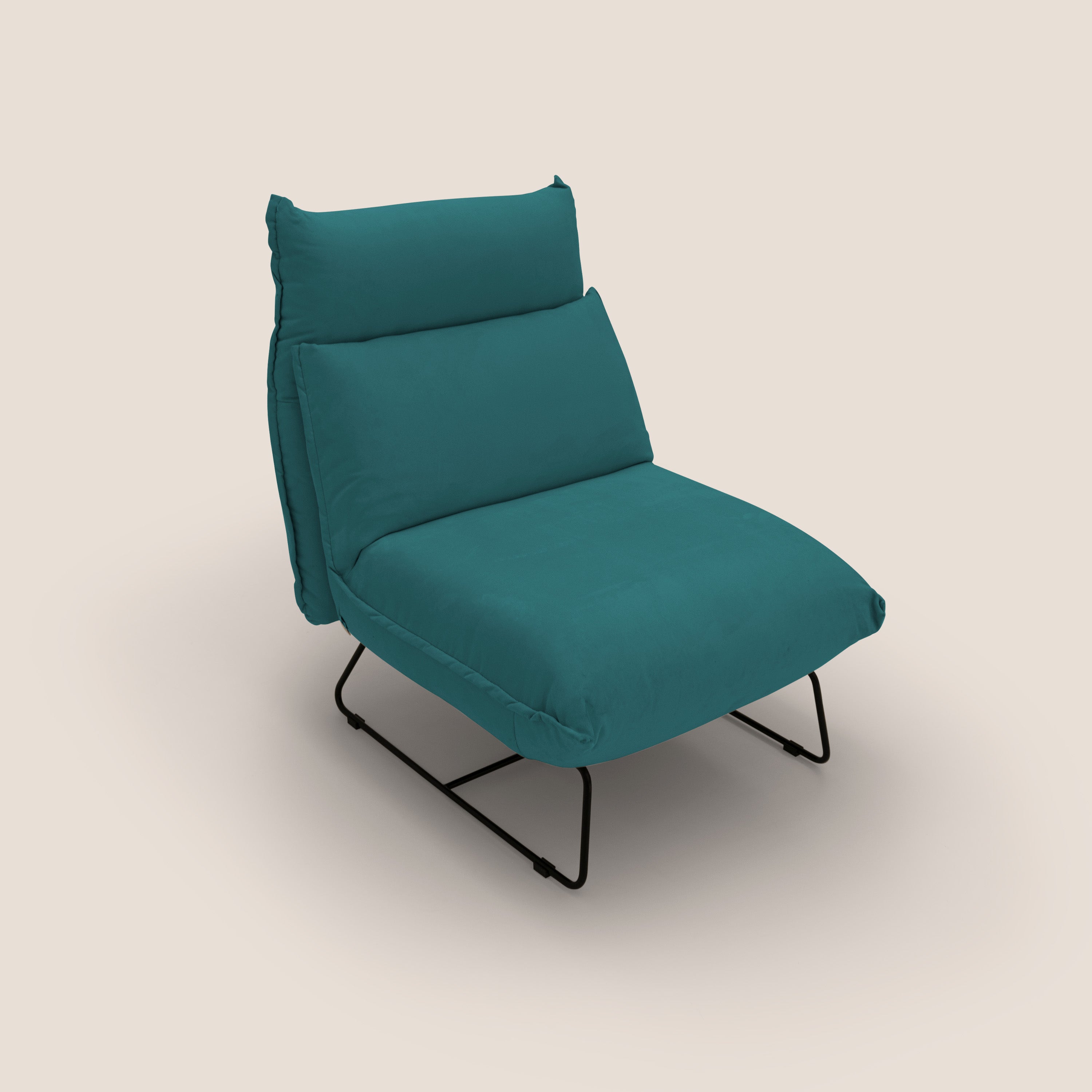 Tessa Poltroncina dal design moderno in morbida microfibra smacchiabile T11 petrolio - divani.store