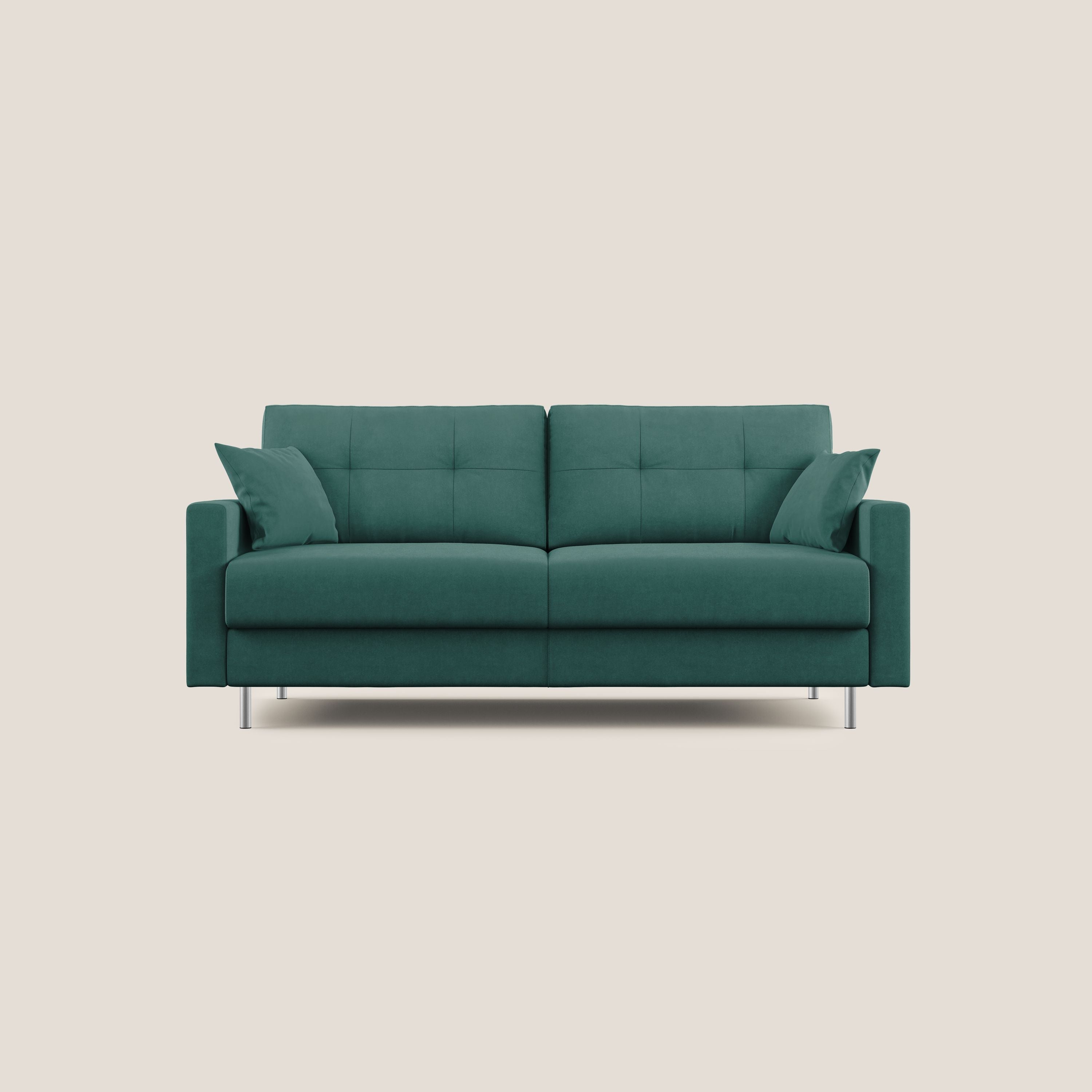 Megan divano letto matrimoniale in microfibra smacchiabile T11 petrolio - divani.store