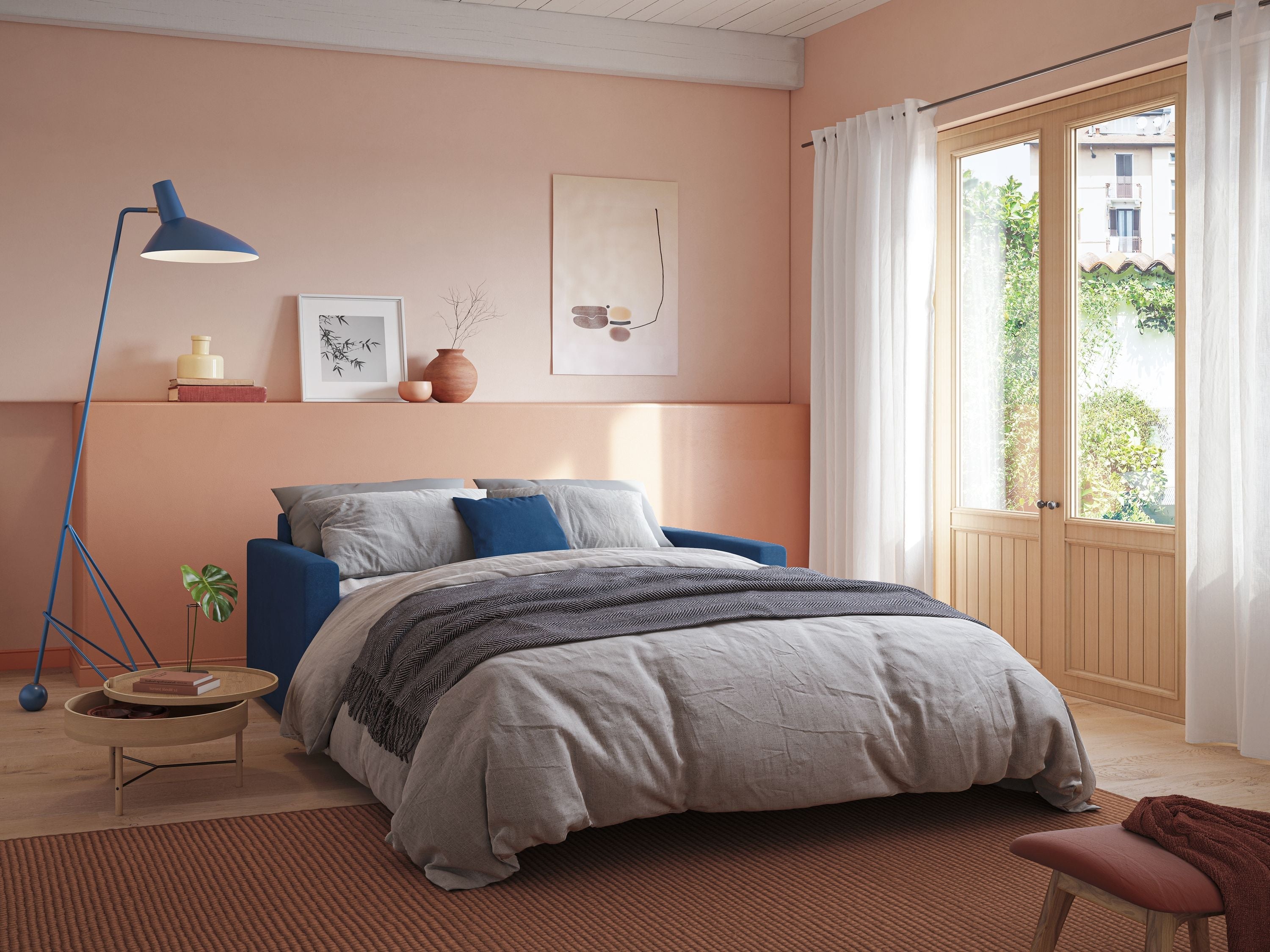 Chris Divano letto in microfibra smacchiabile T11 petrolio - divani.store