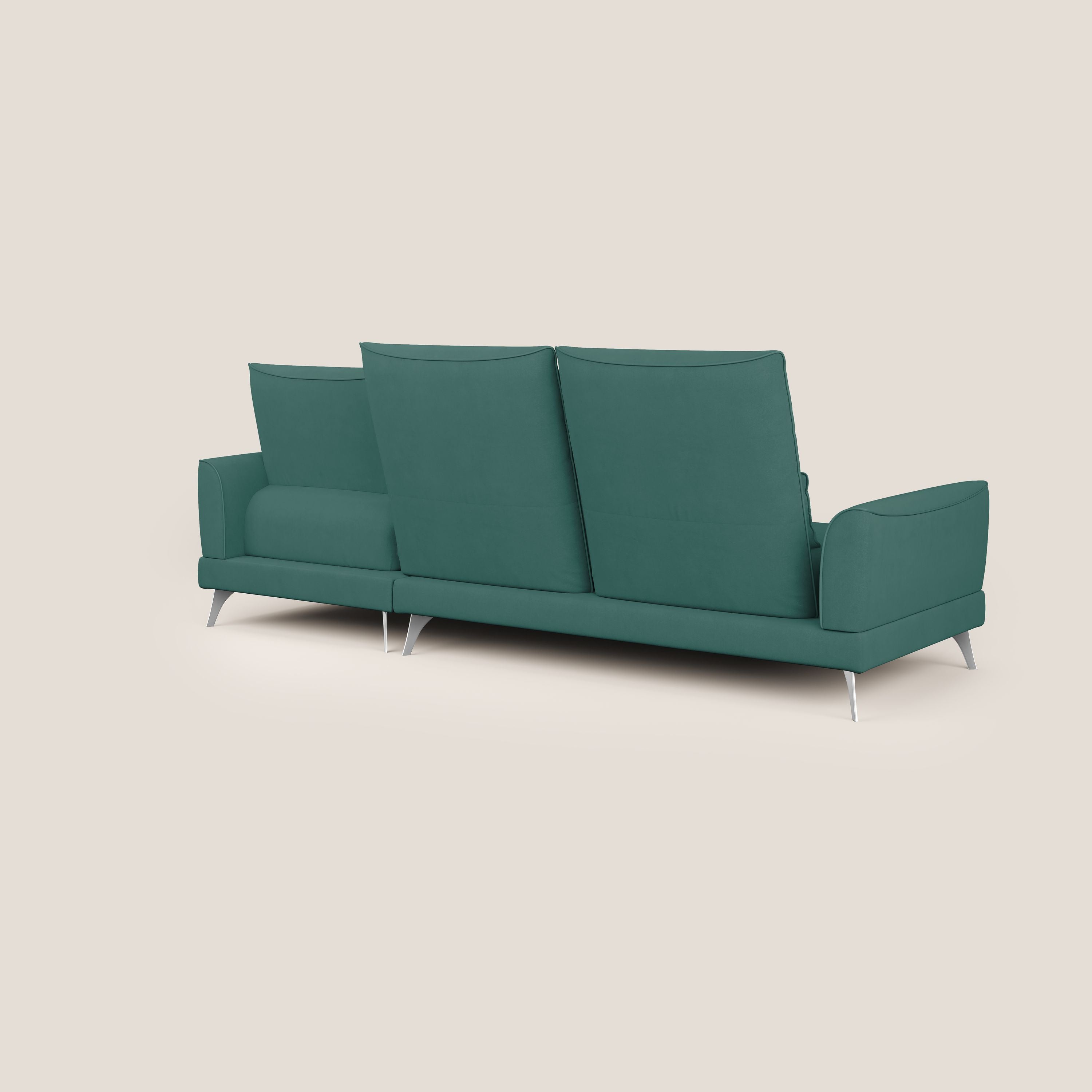 Tommy Divano angolare con relax e schienali traslanti in microfibra smacchiabile T11 petrolio - divani.store