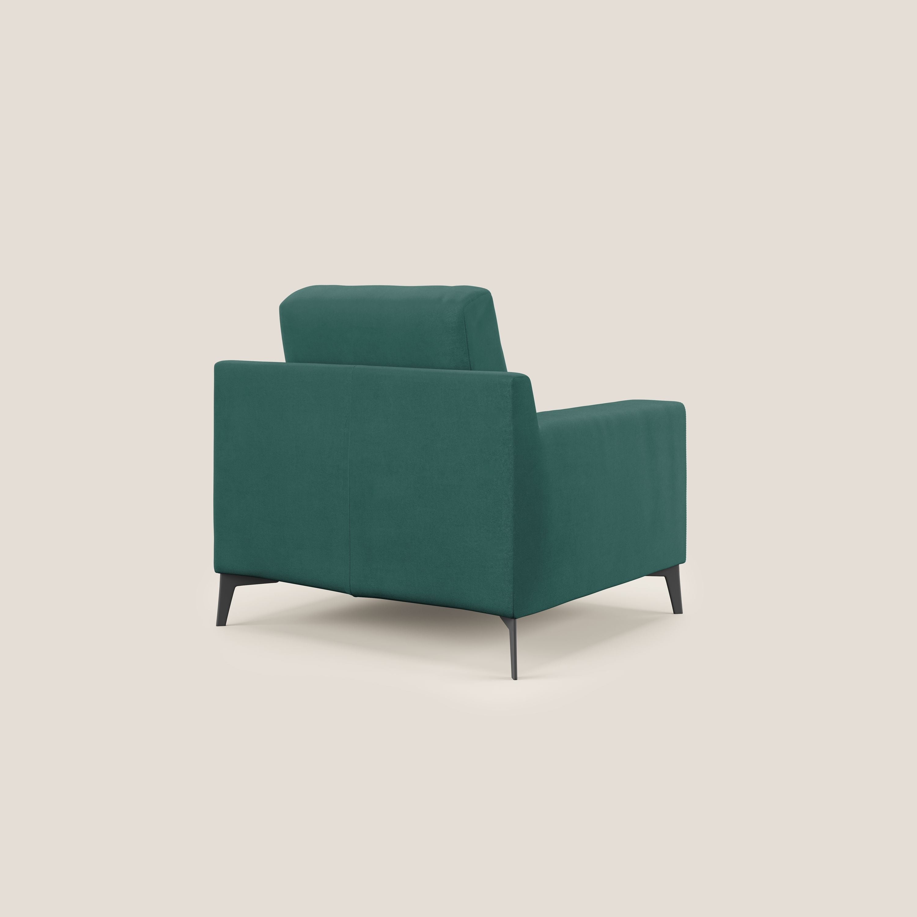 Prestige poltroncina moderna in microfibra smacchiabile T11 petrolio - divani.store