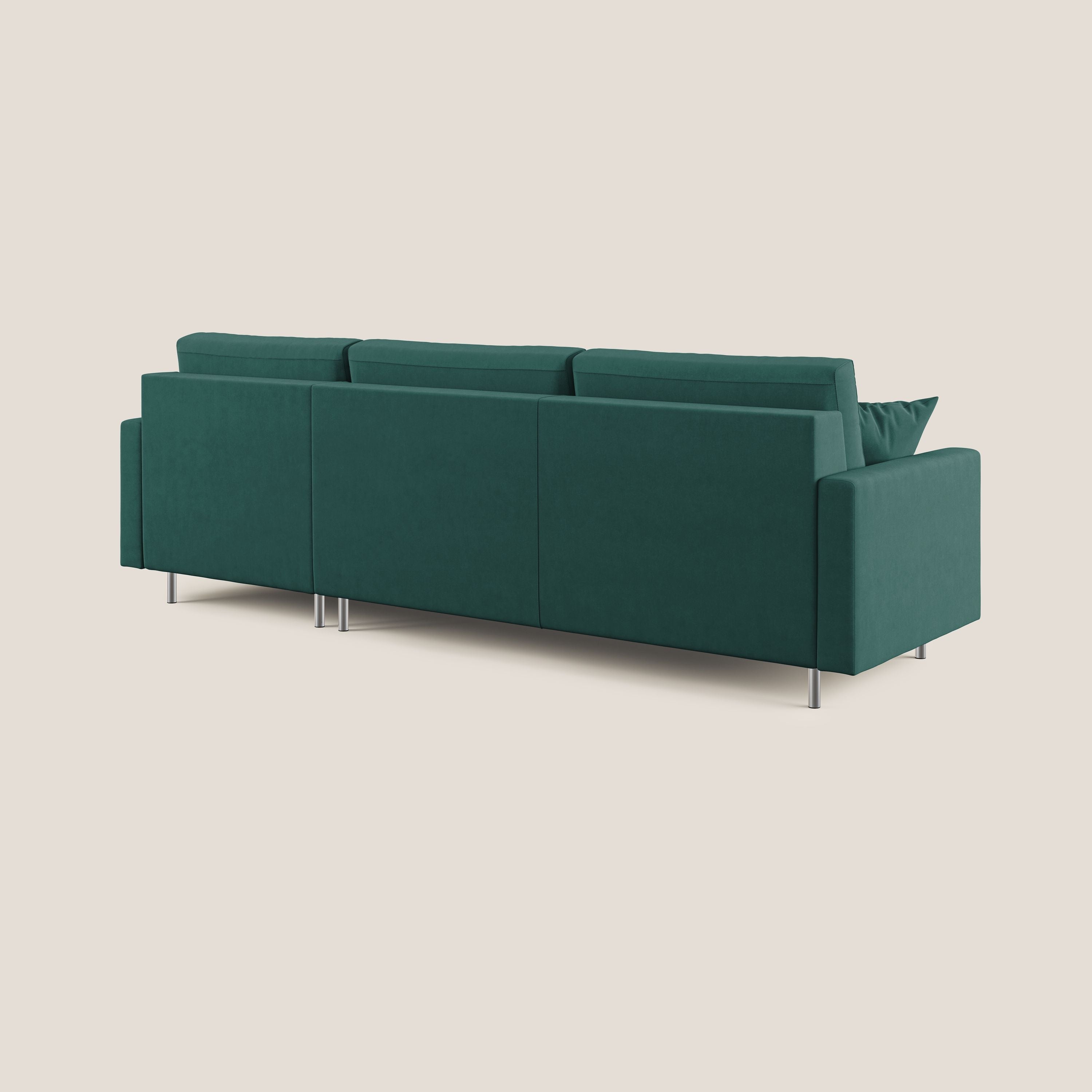 Megan divano letto angolare in microfibra smacchiabile T11 petrolio - divani.store