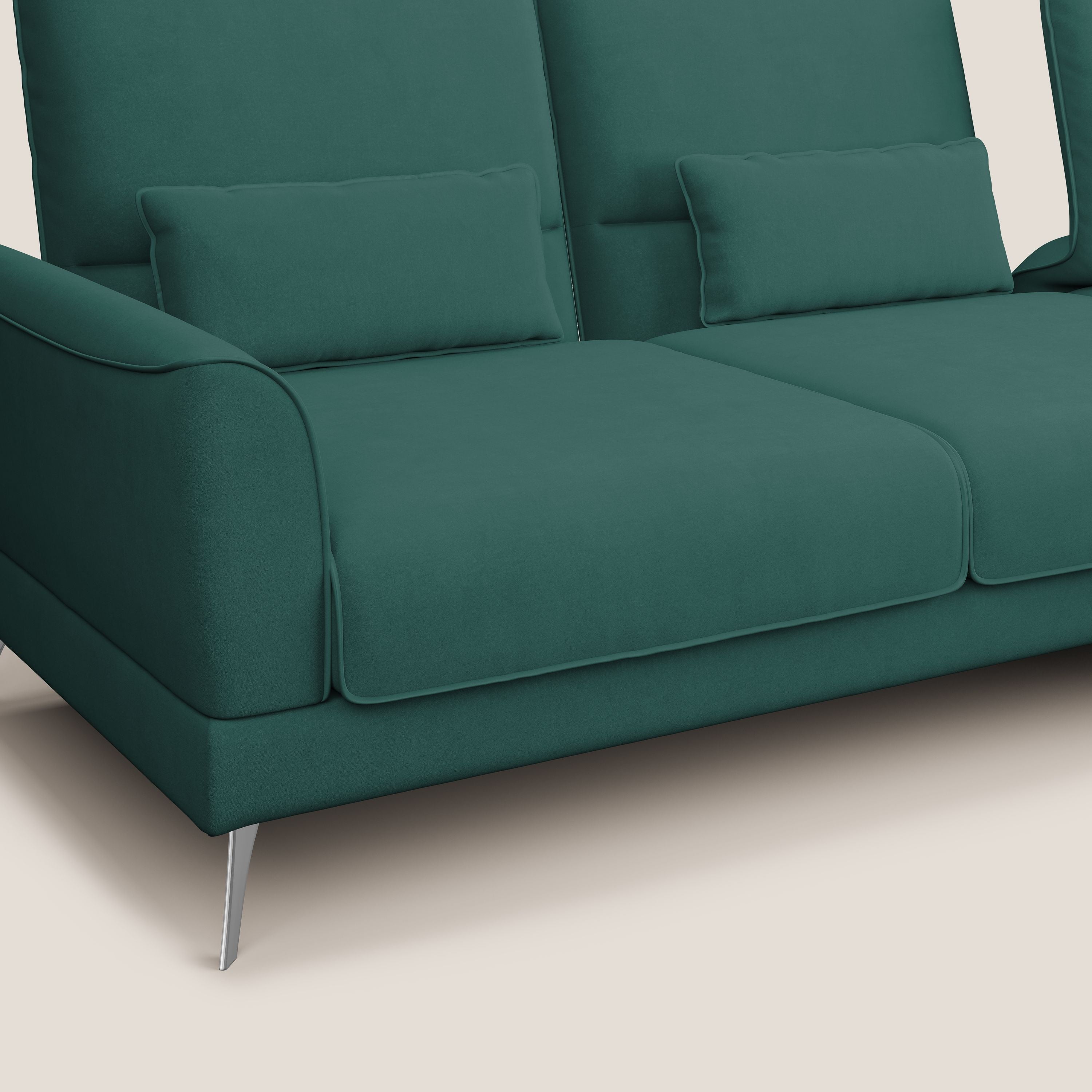 Tommy Divano angolare con relax e schienali traslanti in microfibra smacchiabile T11 petrolio - divani.store