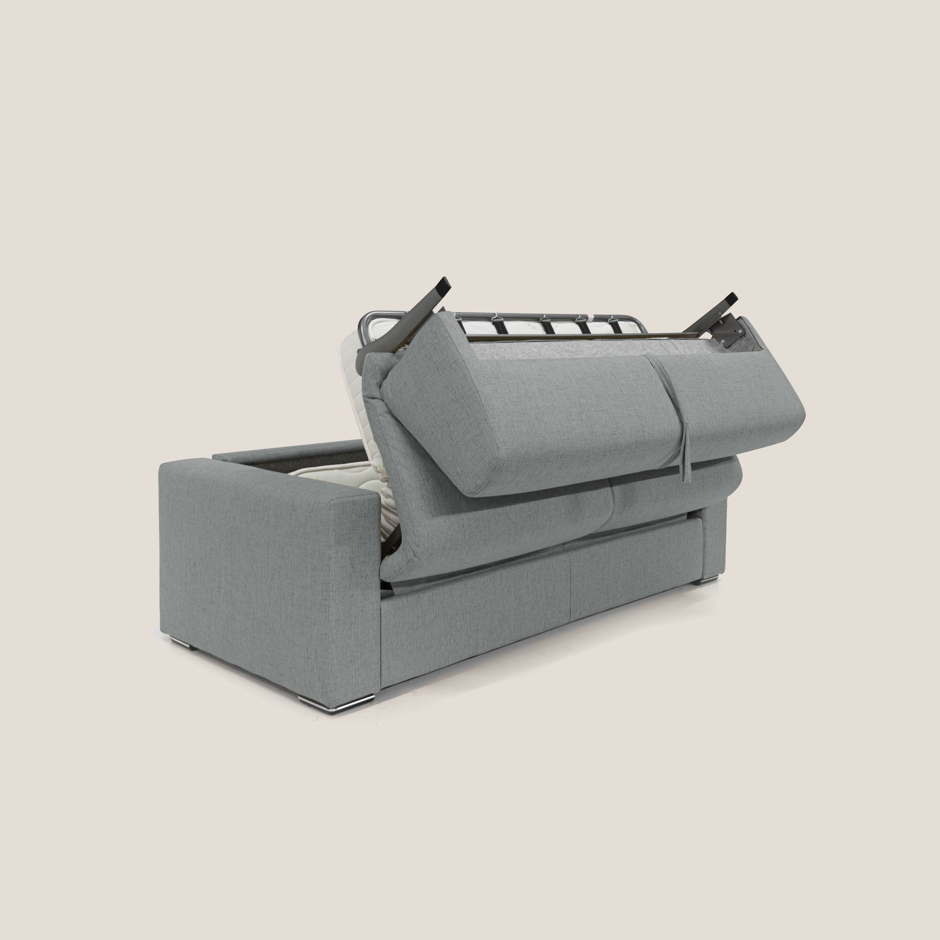 Nixon Divano letto matrimoniale con materasso 20 cm in tessuto impermeabile T03 grigio - divani.store