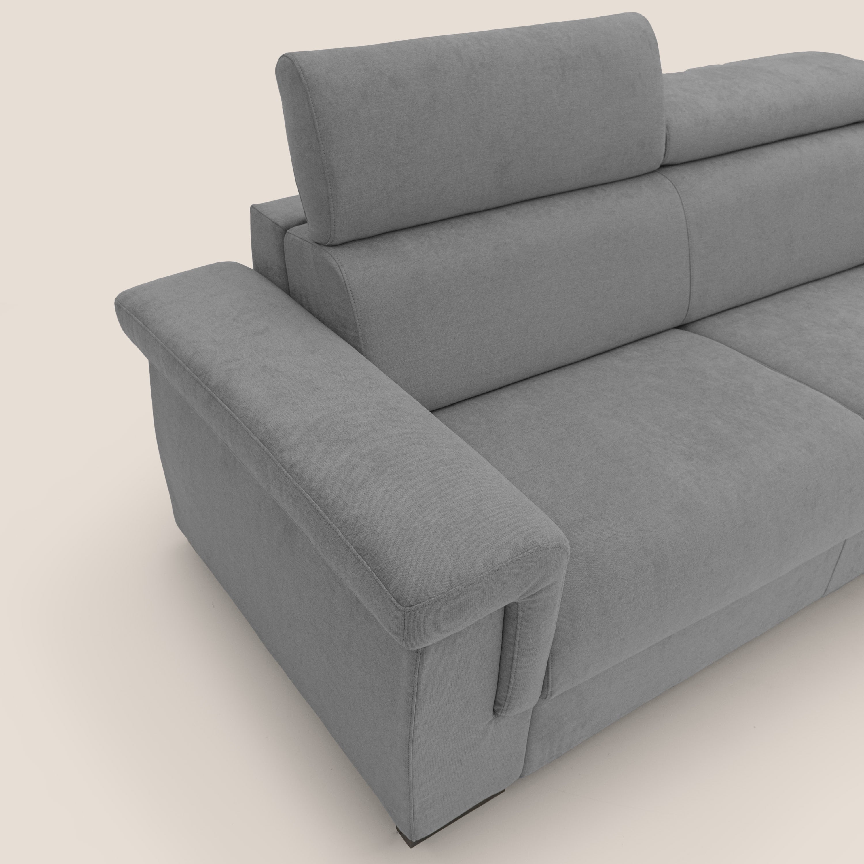 Bjorn divano letto sfoderabile con materasso H18 cm e poggiatesta reclinabili in tessuto impermeabile T02 grigio - divani.store