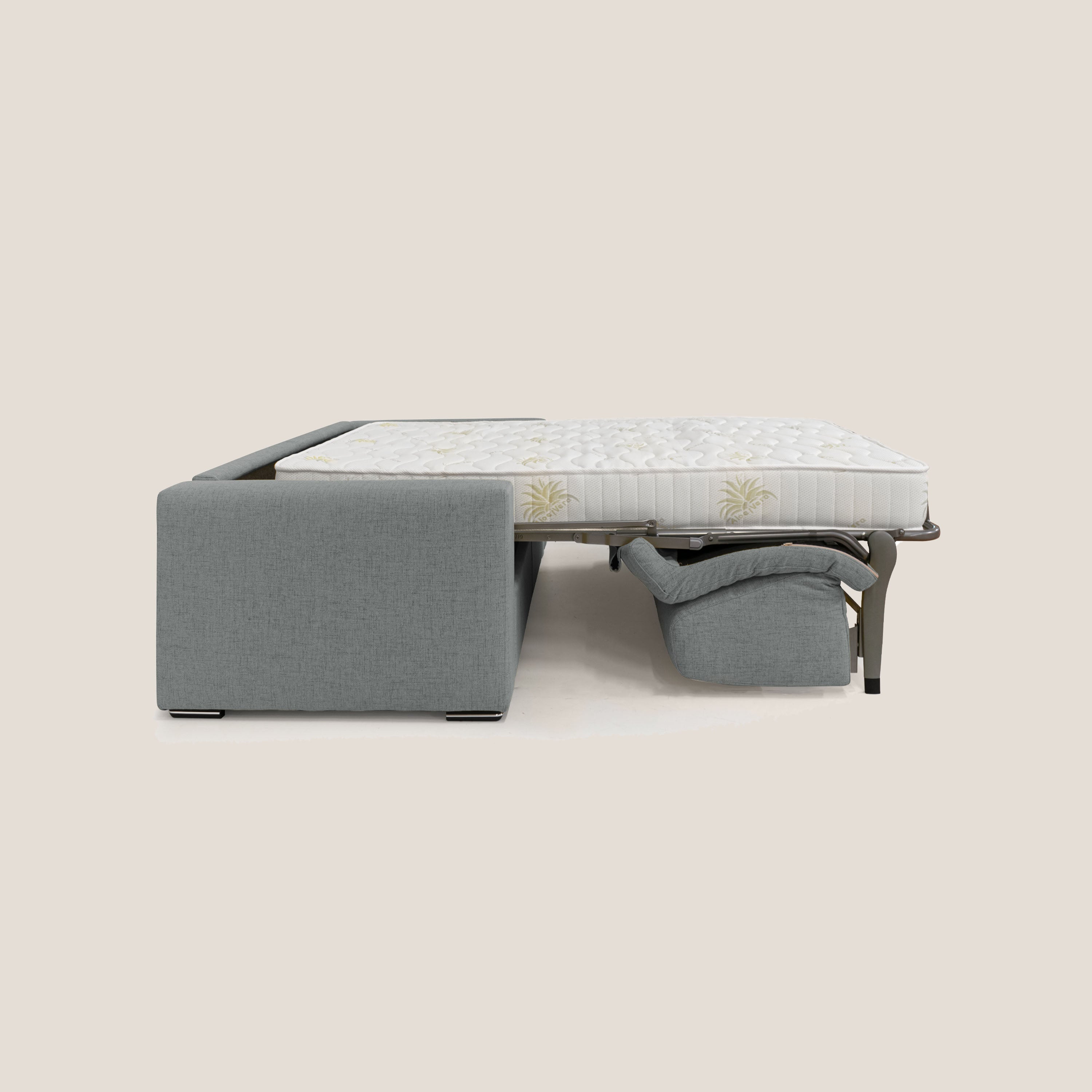 Nixon Divano letto matrimoniale con materasso 20 cm in tessuto impermeabile T03 grigio - divani.store