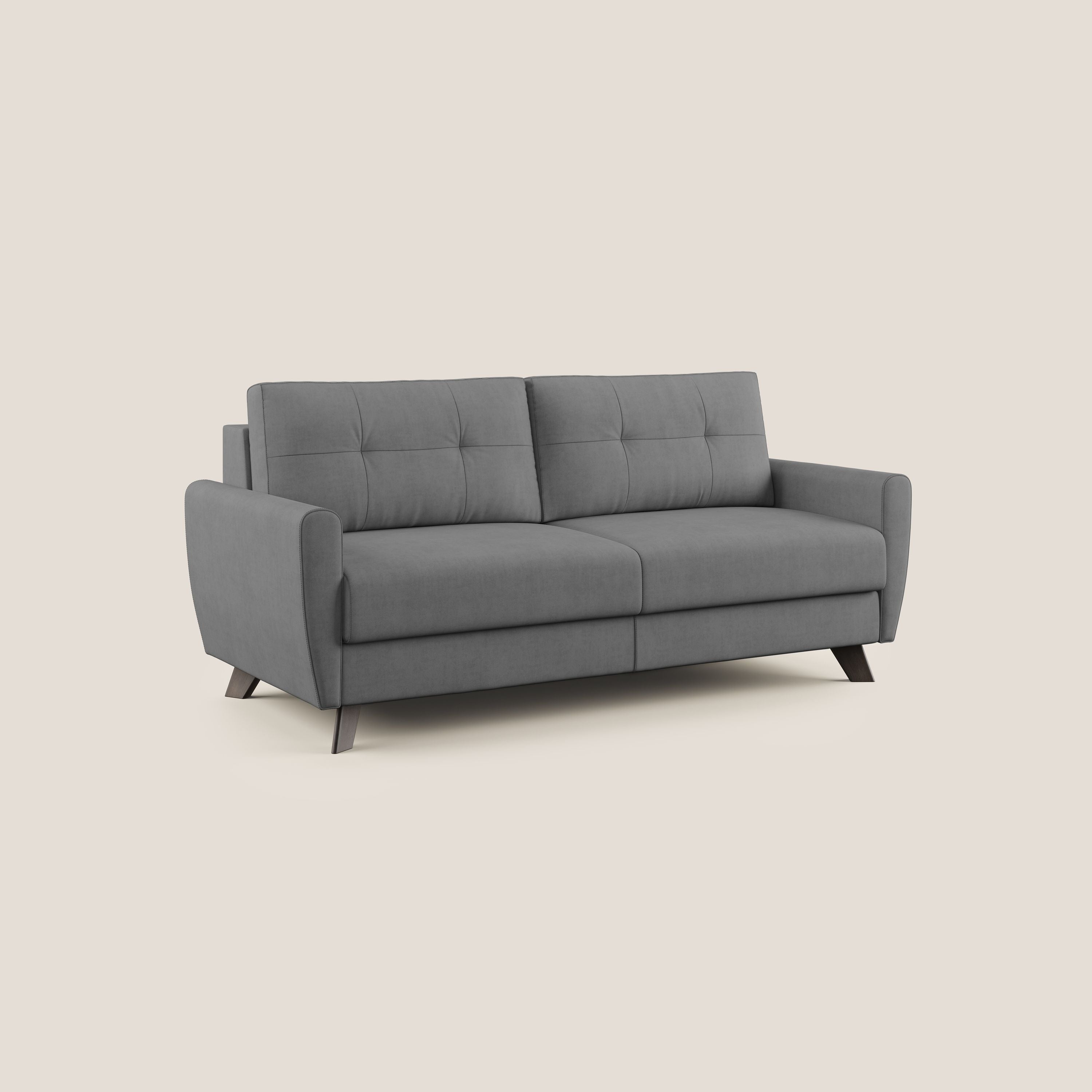 Callisto Divano letto matrimoniale in tessuto morbido impermeabile T02 grigio - divani.store