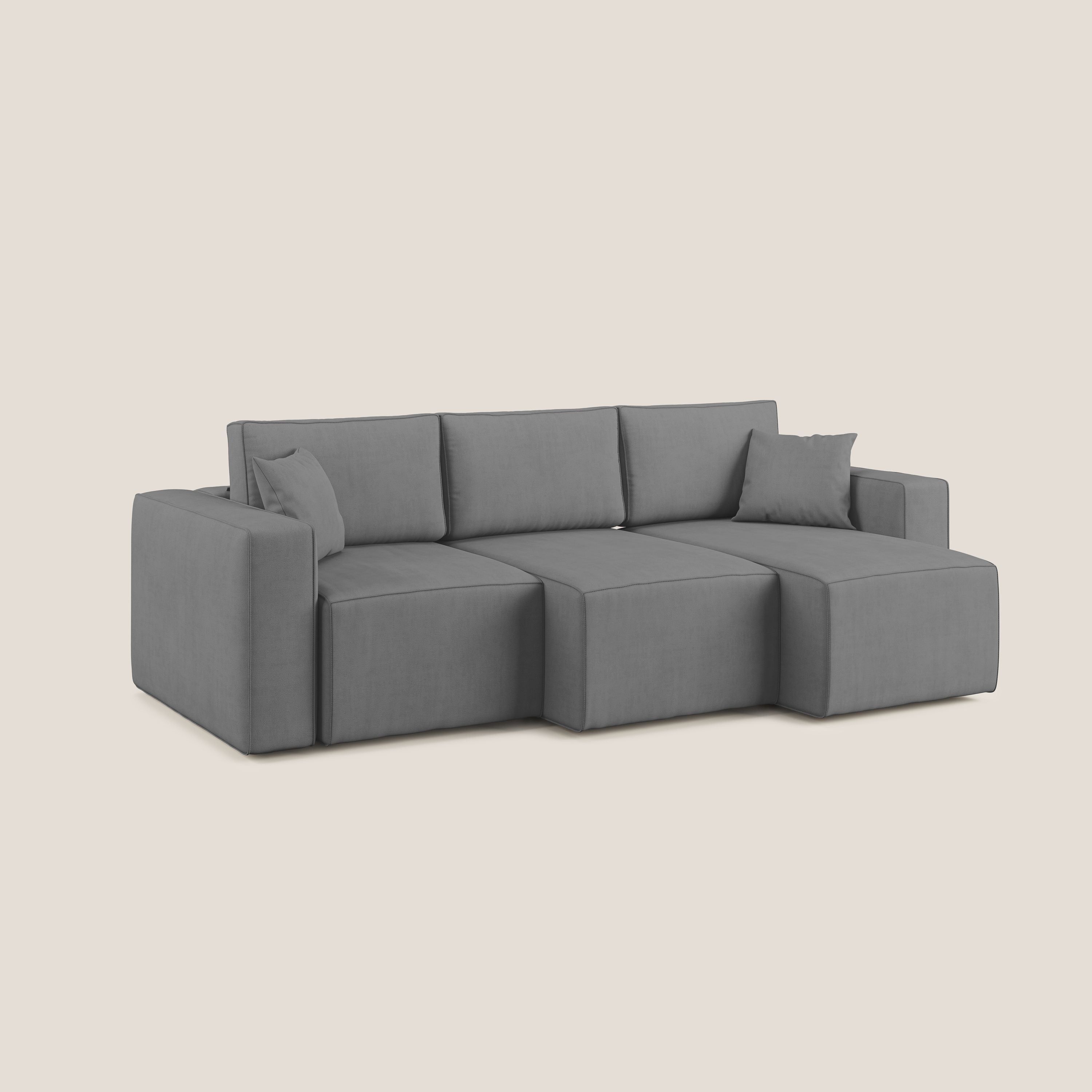 Morfeo divano con 3 sedute estraibili in morbido tessuto impermeabile T02 grigio - divani.store