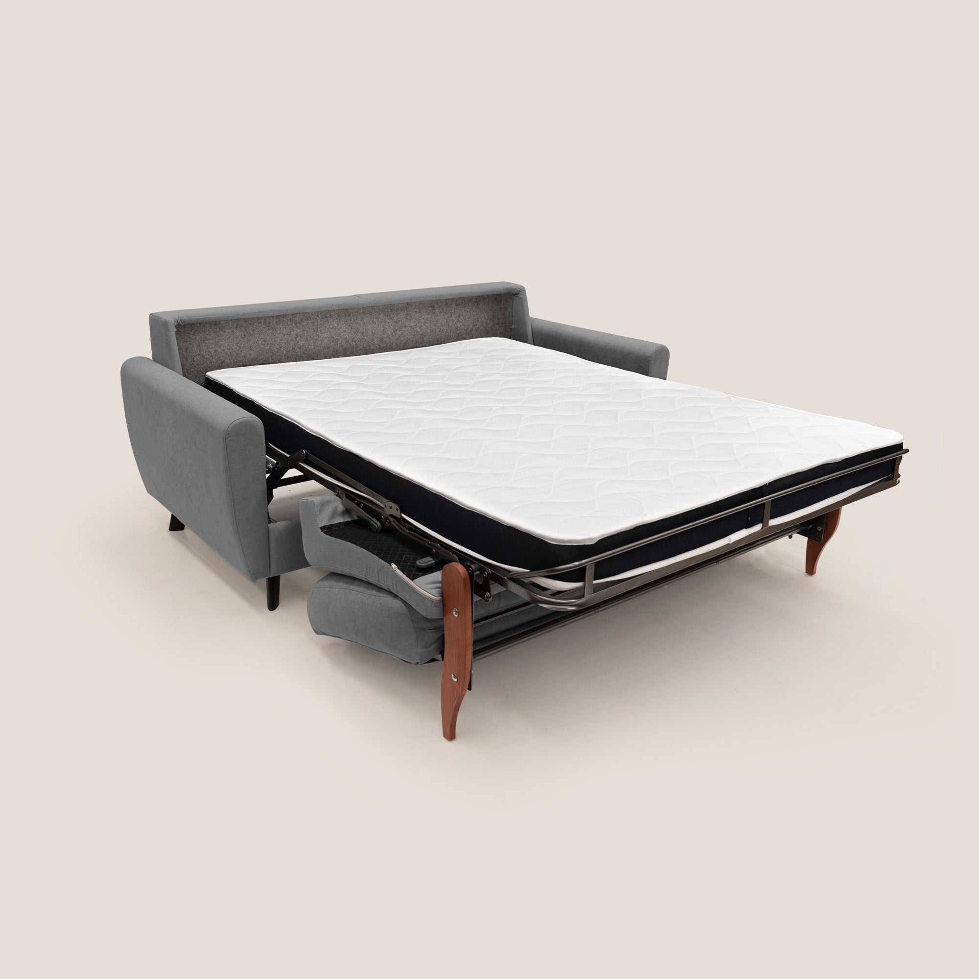Callisto Divano letto matrimoniale in tessuto morbido impermeabile T02 grigio - divani.store