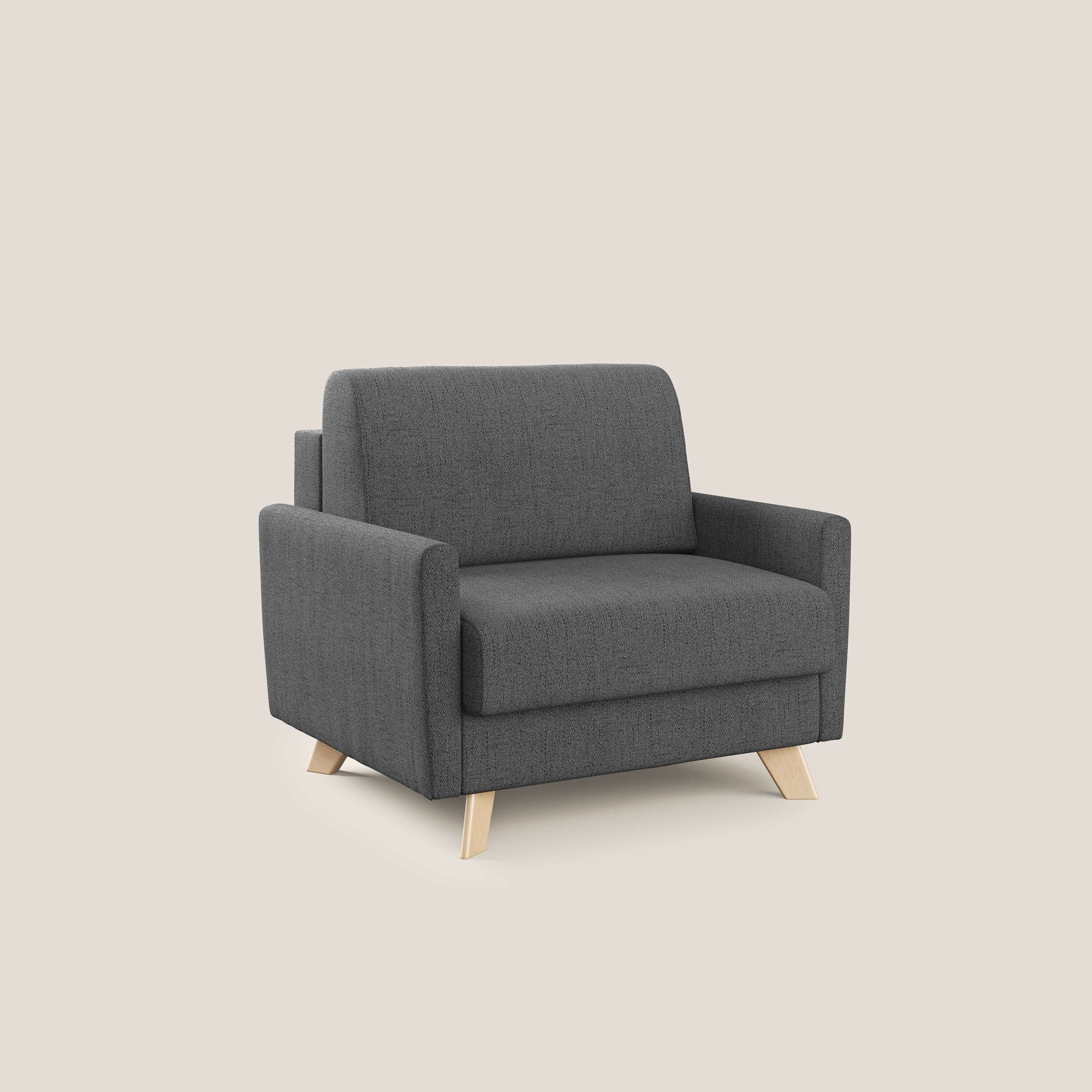 Edgar poltrona letto in tessuto felis impermeabile T03 grigio - divani.store