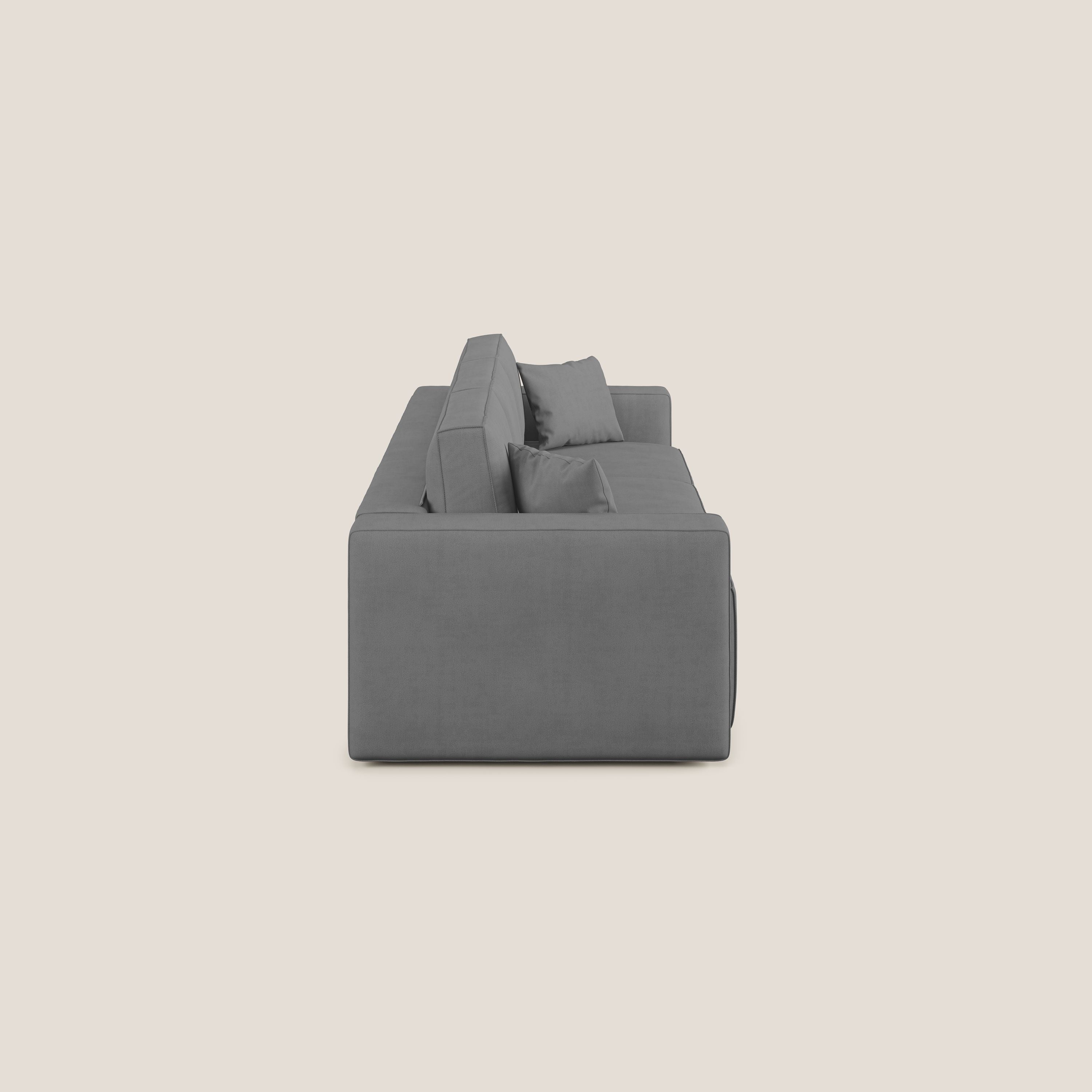 Morfeo divano con 3 sedute estraibili in morbido tessuto impermeabile T02 grigio - divani.store