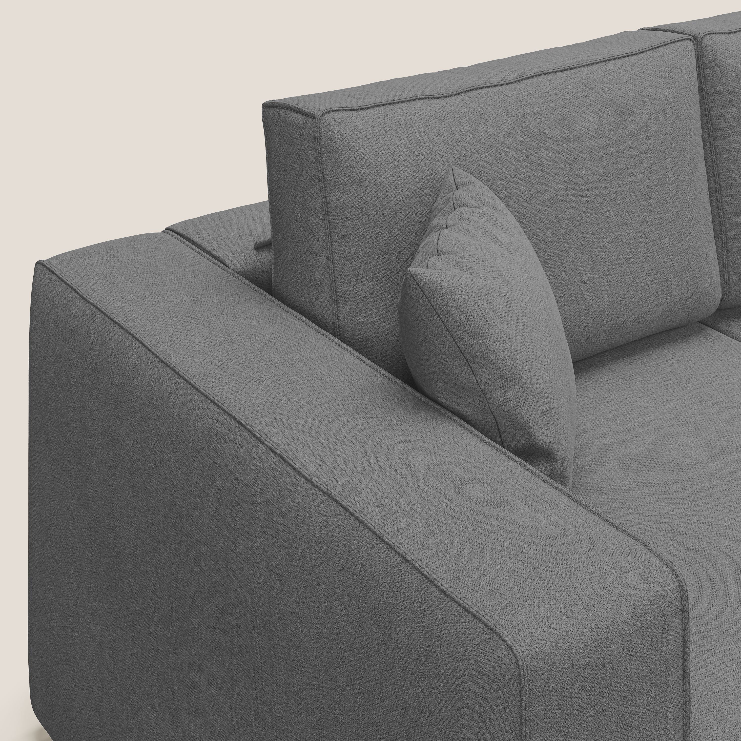 Morfeo divano con 3 sedute estraibili in morbido tessuto impermeabile T02 grigio - divani.store