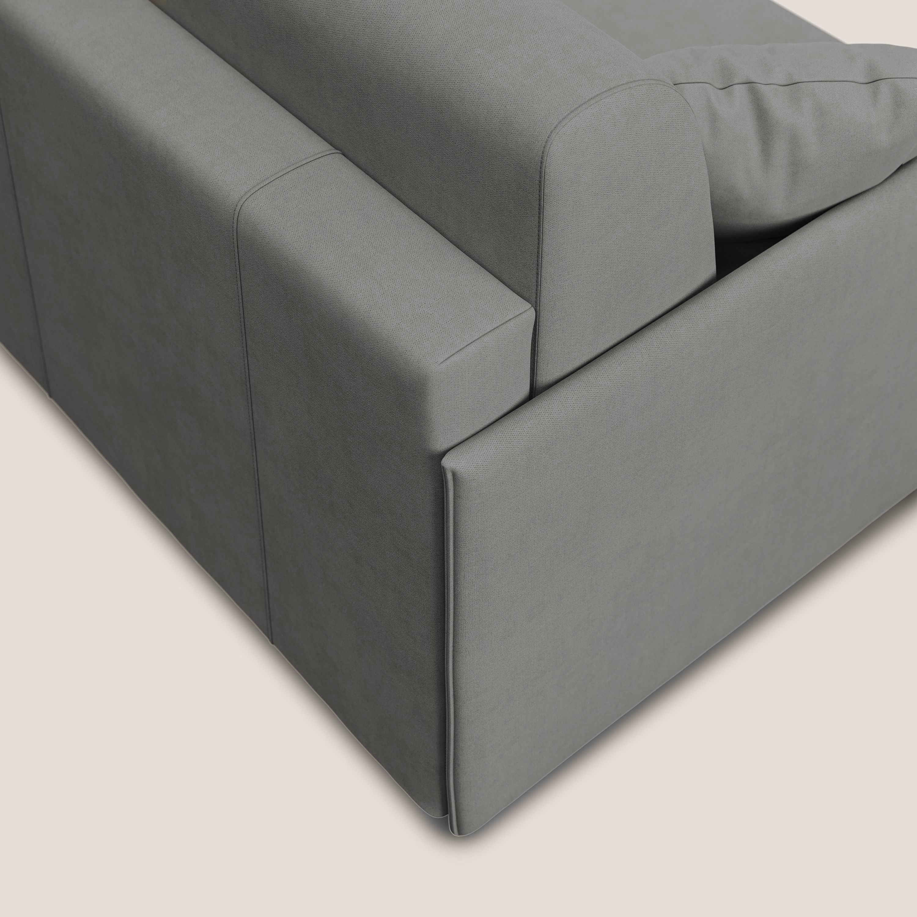 Evans Divano letto angolare con penisola in morbido tessuto impermeabile T02 grigio - divani.store