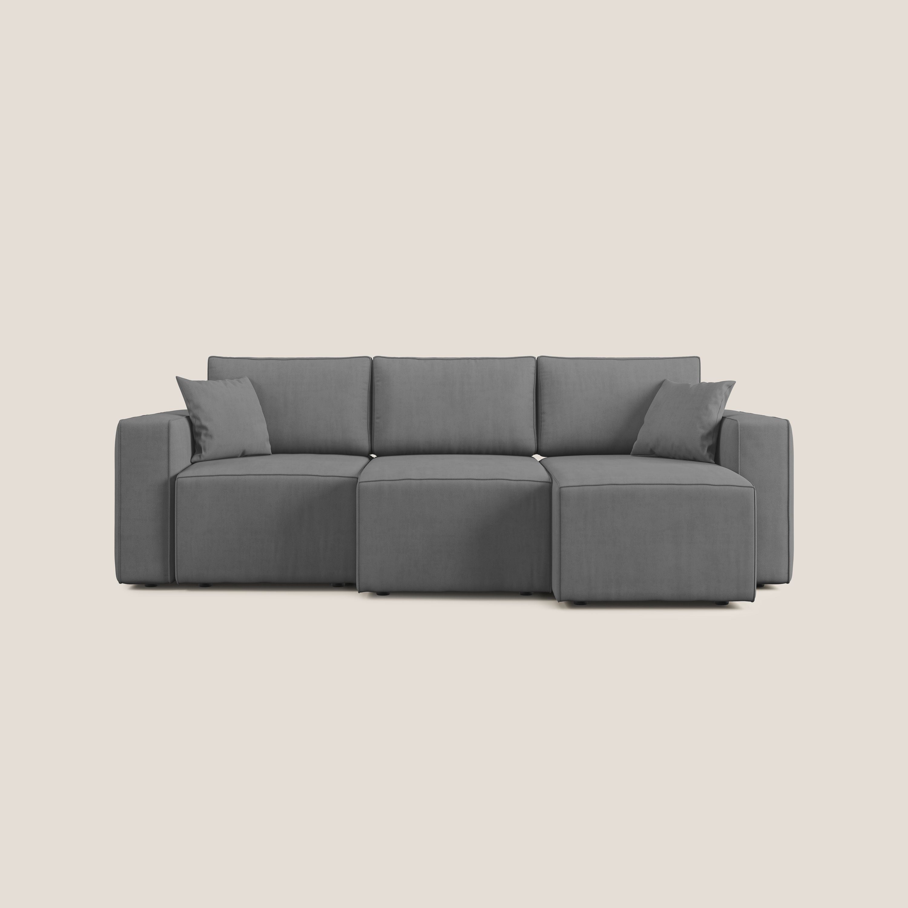 Morfeo divano con 3 sedute estraibili in morbido tessuto impermeabile T02 grigio - divani.store