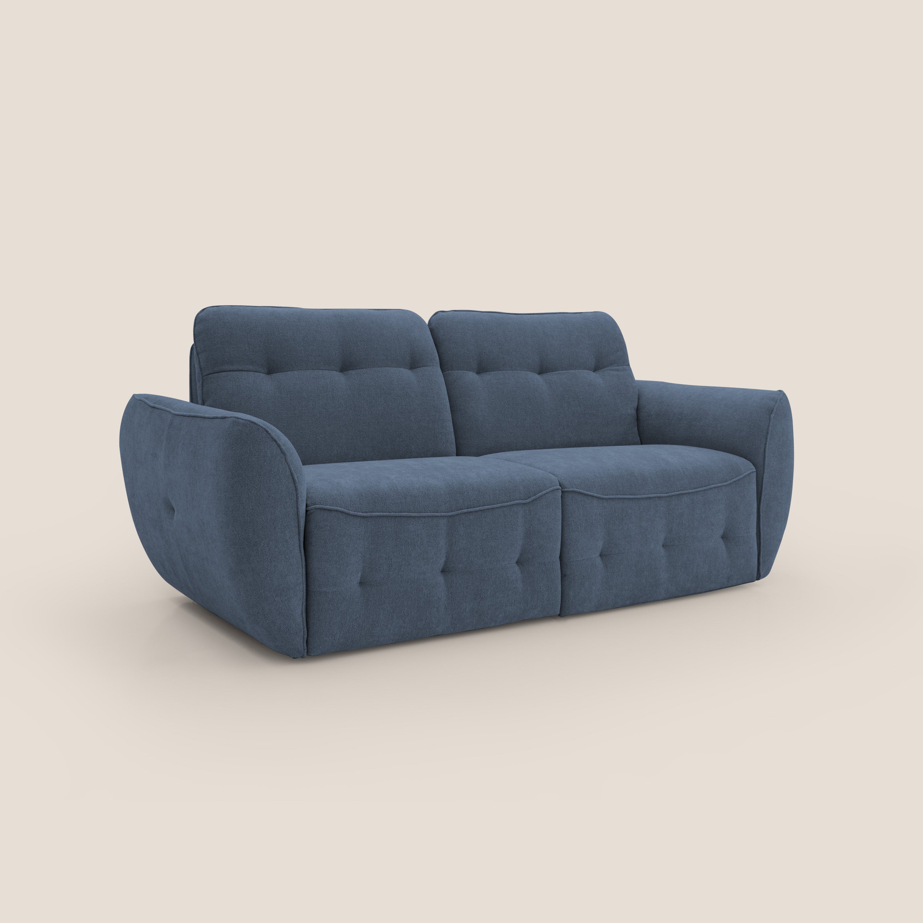 Cerbero divano 2 e 3 posti in morbido bouclé impermeabile T07 blu - divani.store
