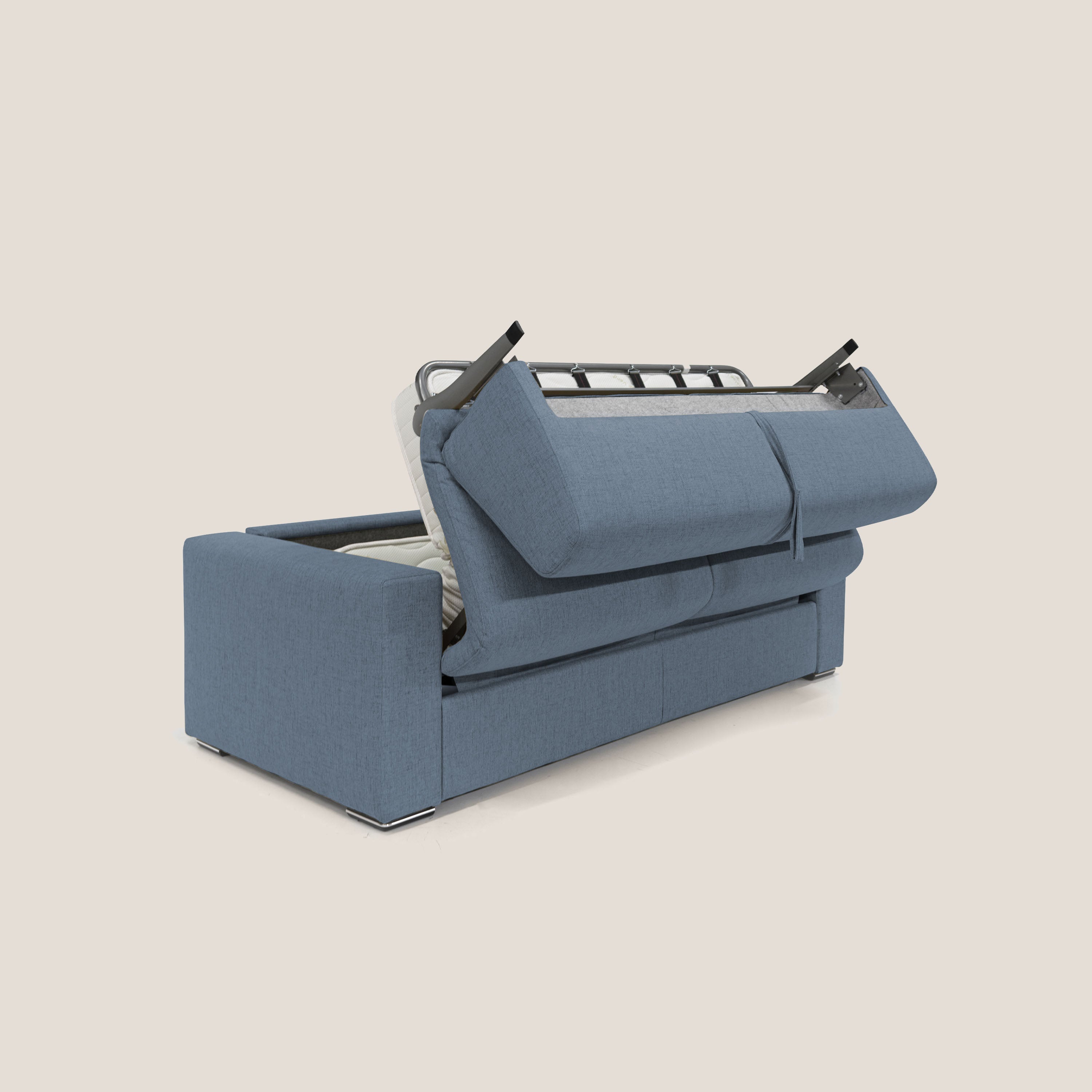 Nixon Divano letto matrimoniale con materasso 20 cm in tessuto impermeabile T03 blu - divani.store