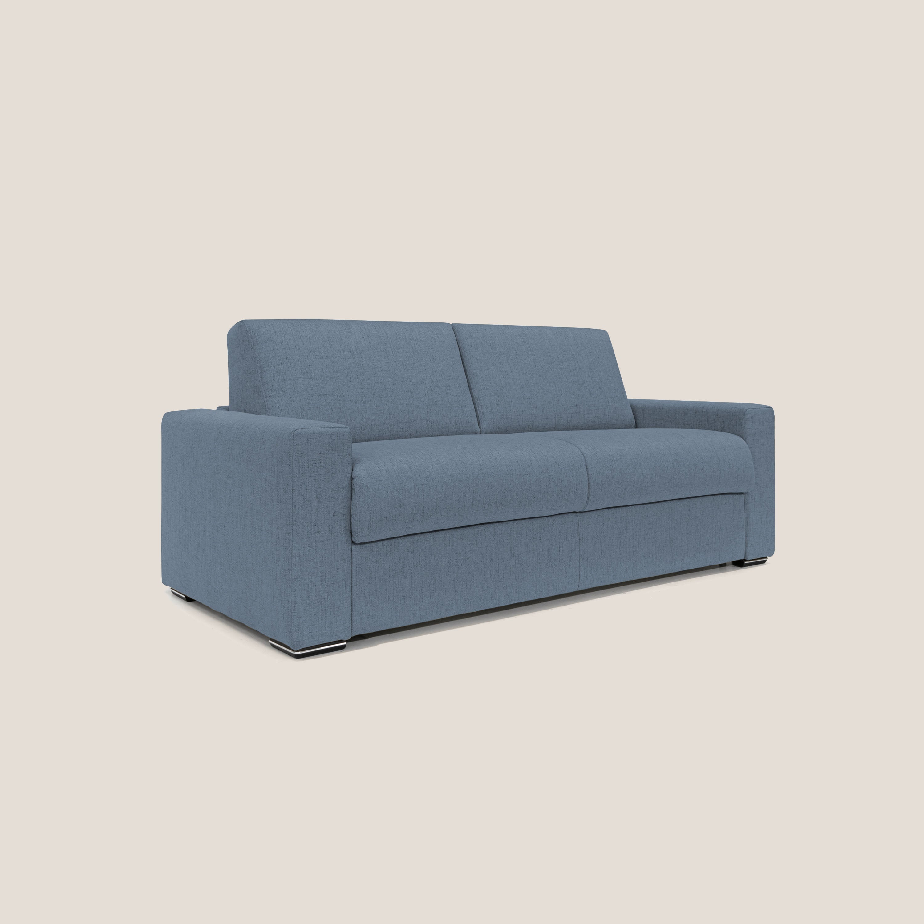 Nixon Divano letto matrimoniale con materasso 20 cm in tessuto impermeabile T03 blu - divani.store