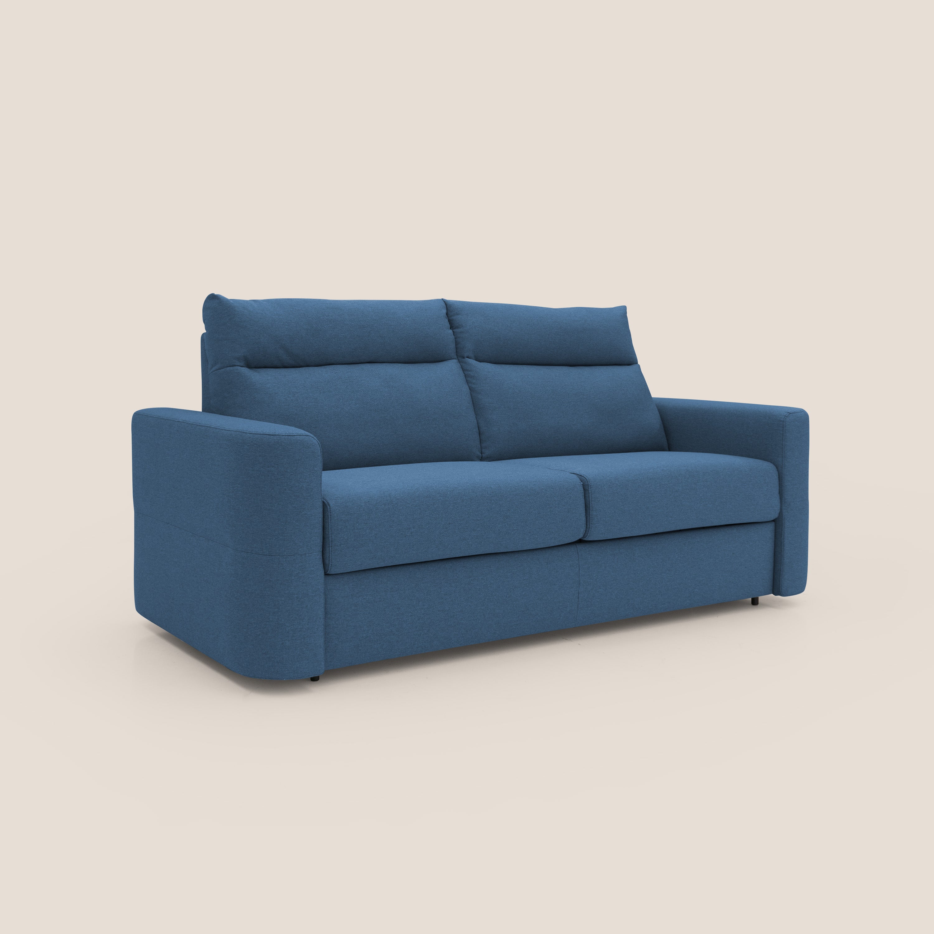 Cupido Divano letto 202 cm (mat.140x197 cm) materasso H18 in tessuto impermeabile simil cotone T13 BLU - divani.store