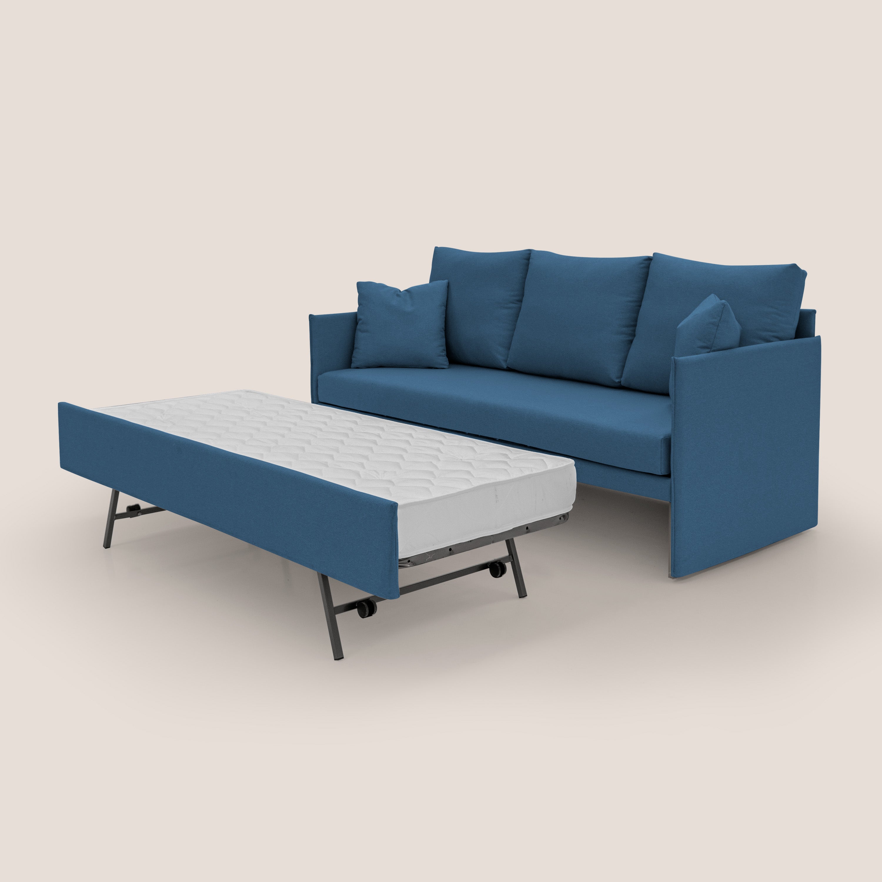 Brera Divano duplex con doppio letto in tessuto simil cotone impermeabile T13 blu - divani.store